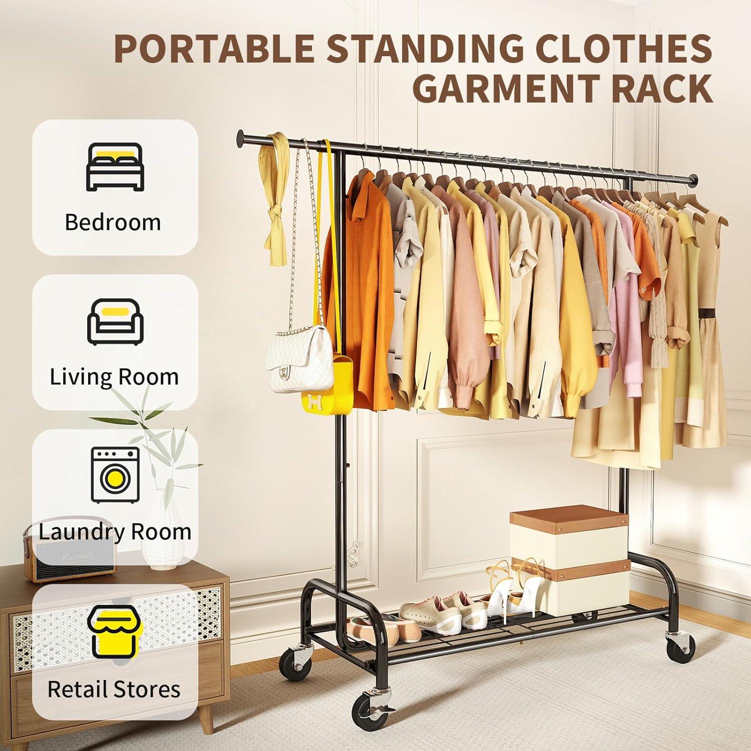 450 lbs Heavy Duty Clothing Garment Rack with Wheels