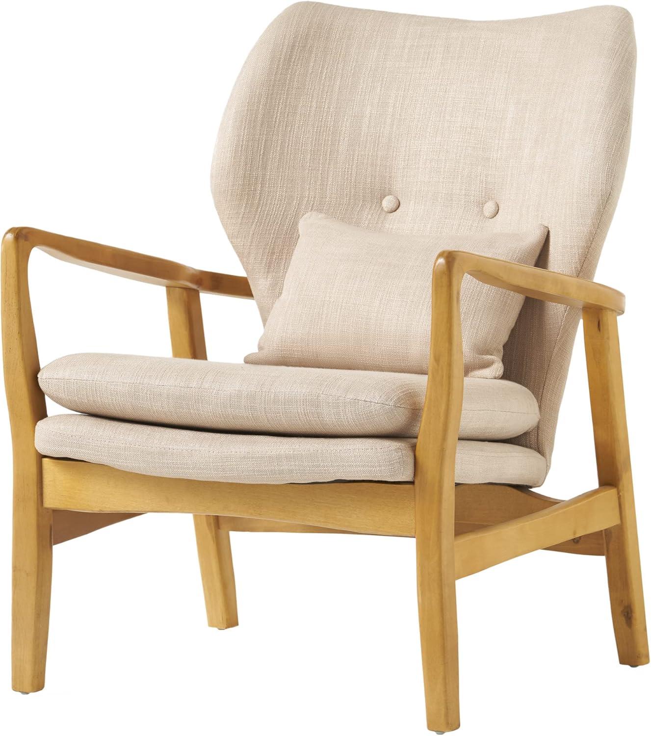 Christopher Knight Home Haddie Wood Frame Club Chair, Beige