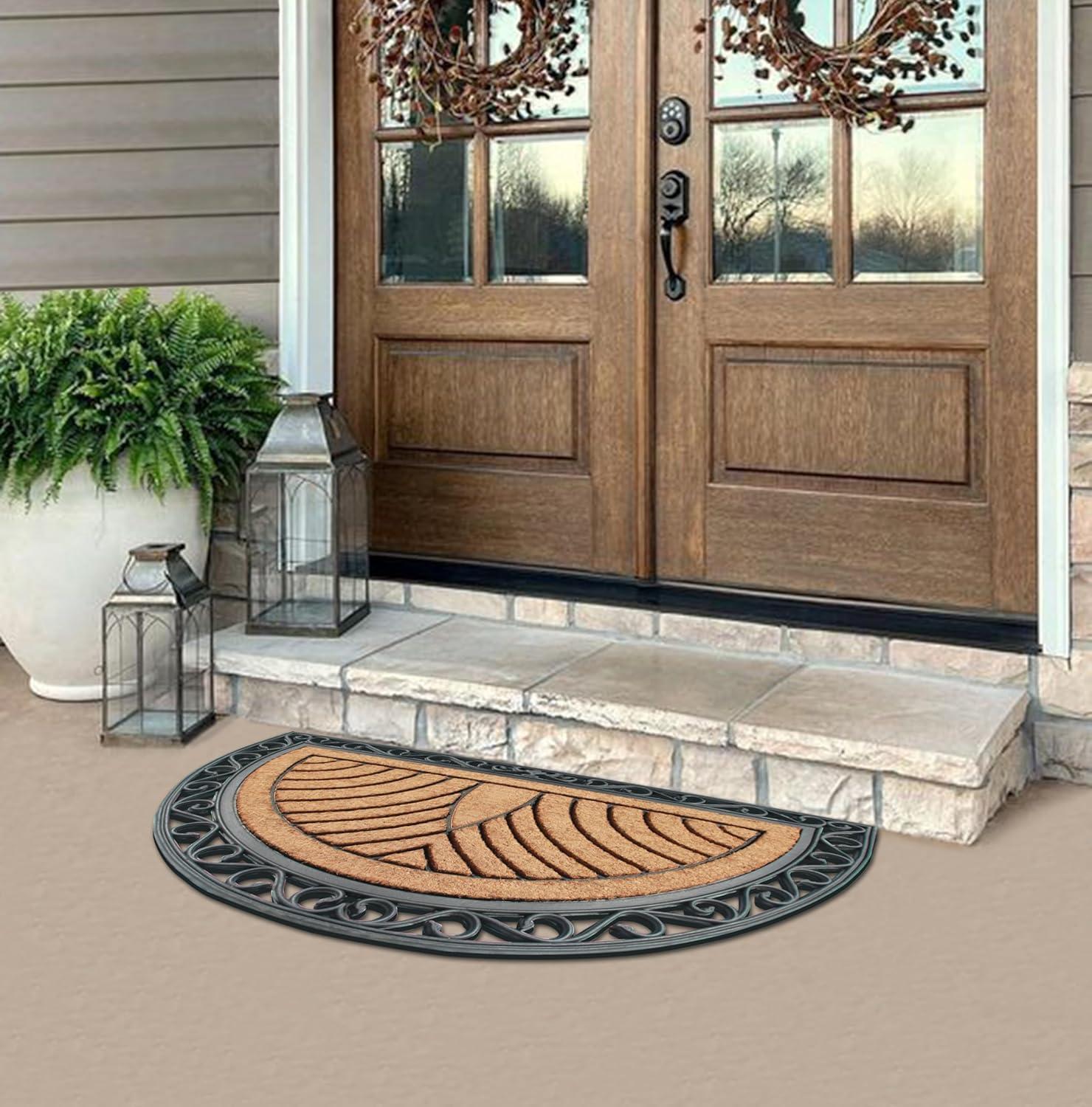 A1HC Natural Coir & Rubber Door Mat, 30"x48" – Thick, Durable, Heavy Duty, Anti-Shed, Fade-Resistant, Long-Lasting Outdoor Entrance Large Doormat for Front Porch