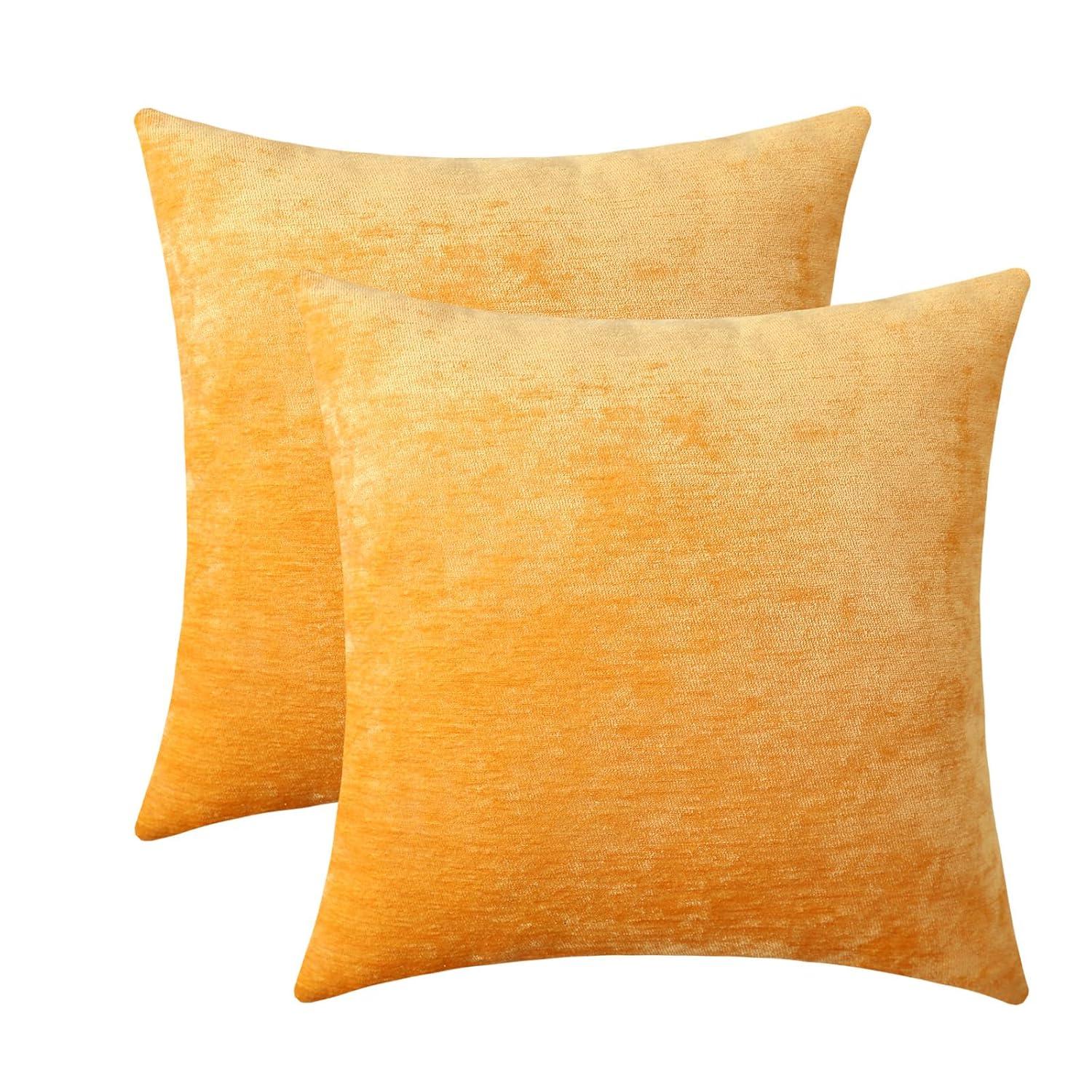 MAXAYA Set Of 2 Mustard Yellow Pillow Covers 18X18 Inch Rustic ...
