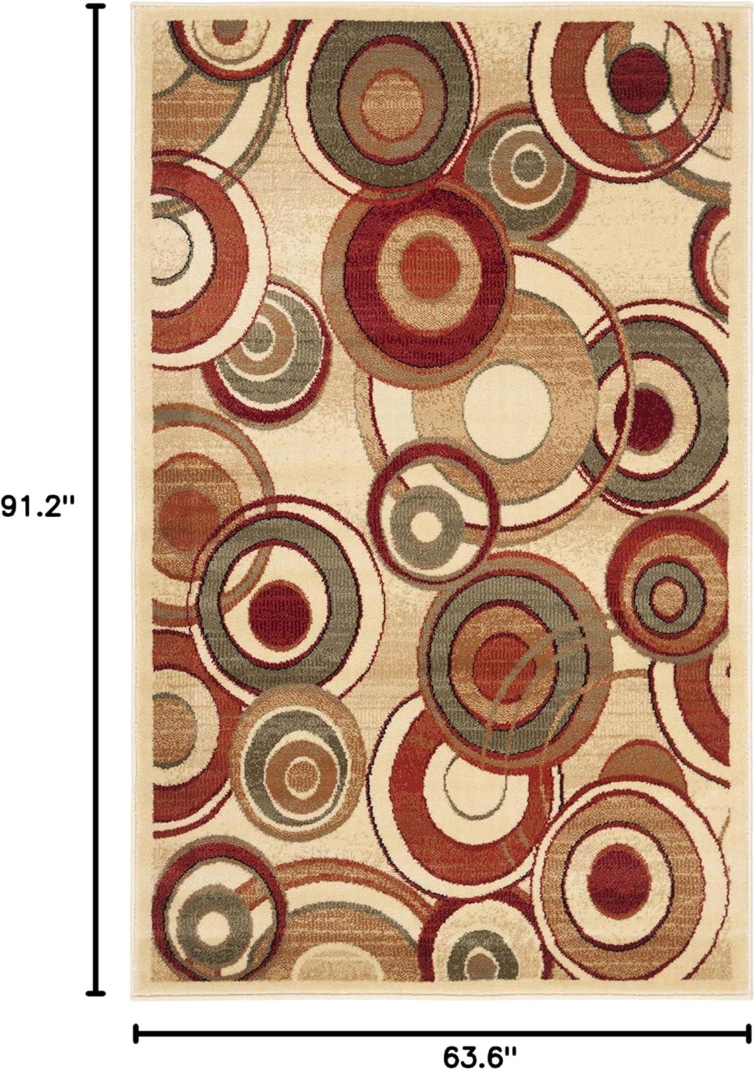 Lyndhurst LNH225 Power Loomed Area Rug - Ivory/Multi - 5'3"x7'6" - Safavieh.