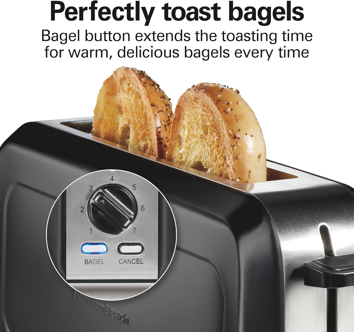 Hamilton Beach Long-Slot Toaster, 2 Slice Capacity, Slim Design, Black, 22989