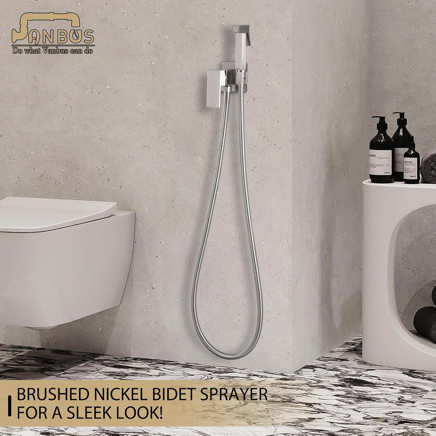 AWZTOO Handheld Bidet Sprayer Stainless Steel Brushed Nickel Bidet Hand Held Sprayer for Toilet Shattaf Toilet Attachment