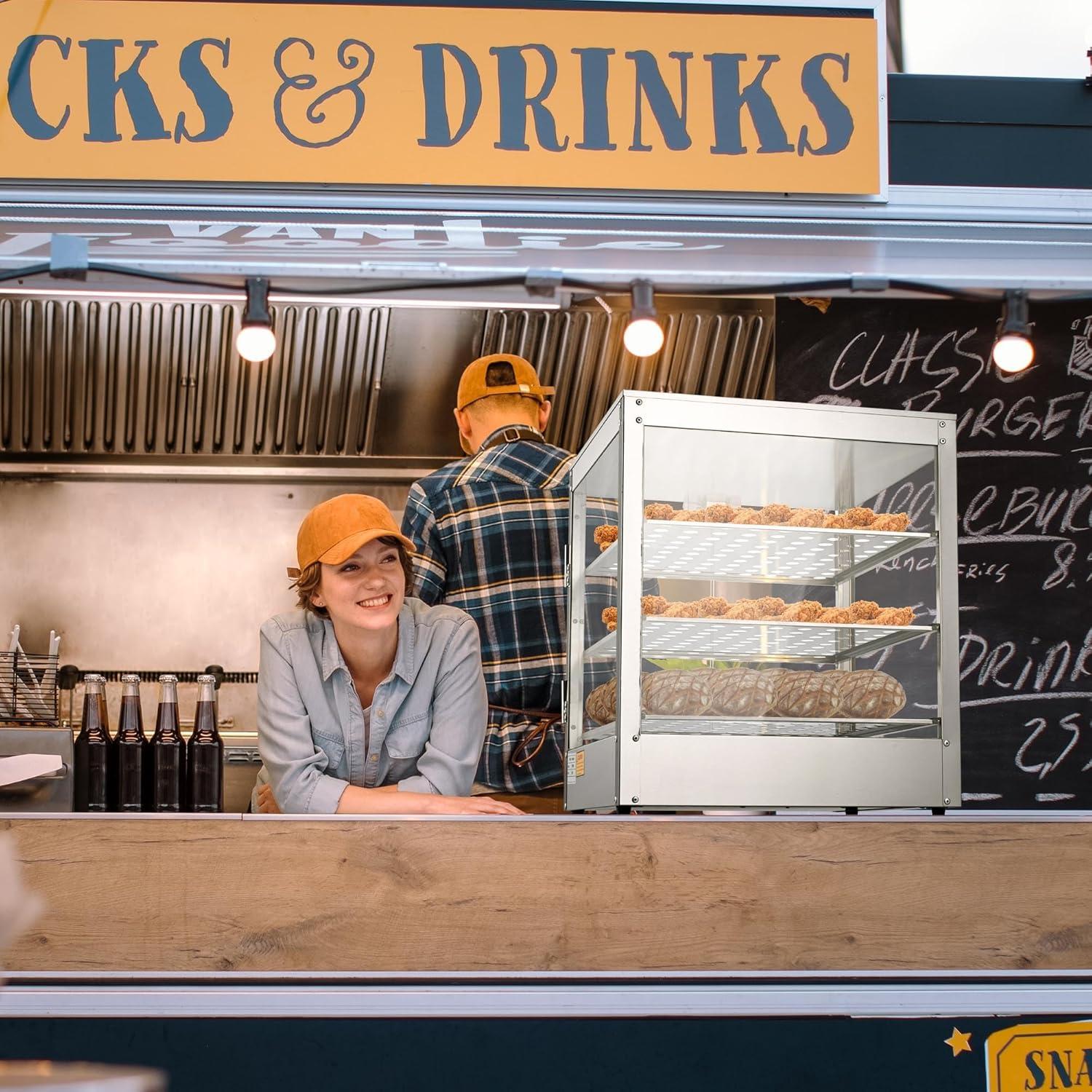 Stainless Steel 20" 3-Tier Commercial Food Warmer with LED Lighting