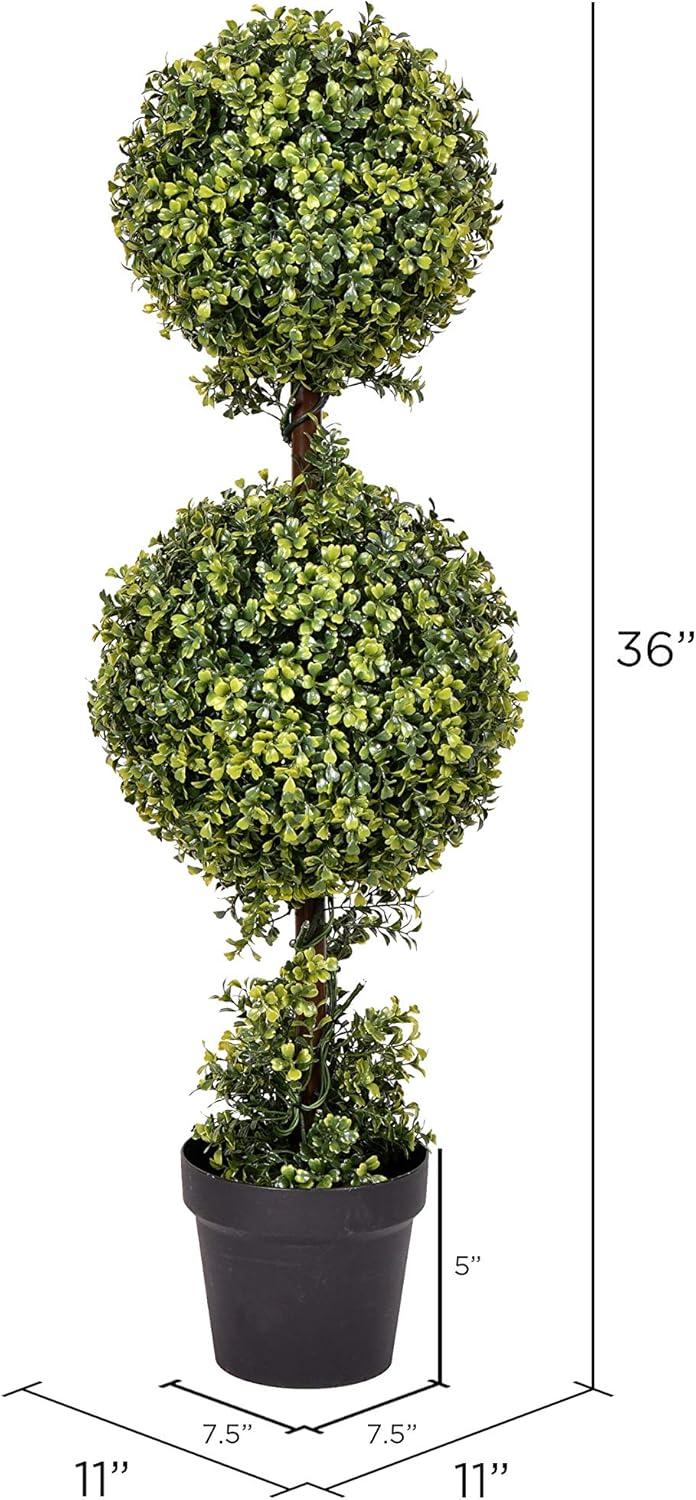 Vickerman 36" Artificial Boxwood In Nursery Pot: Faux Topiary Plant for Indoor/Outdoor Decor, Polyethylene, UV Resistant
