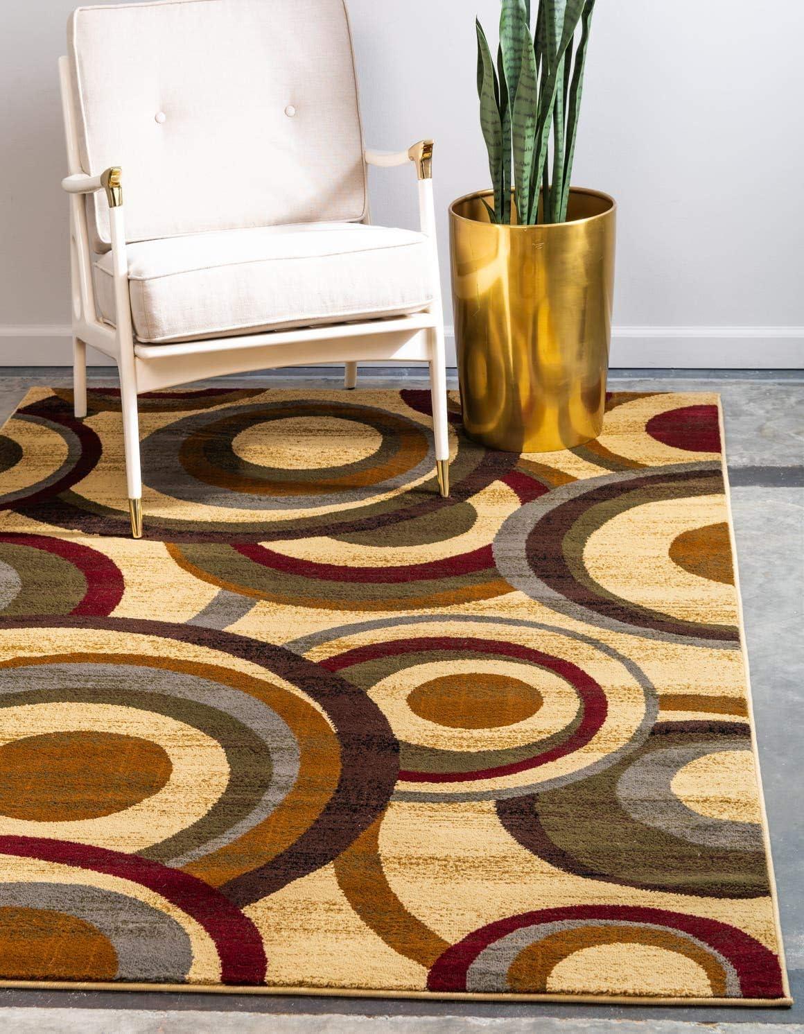 Unique Loom Barista Collection Area Rug - Kona (7' 10" x 10' Rectangle Beige/Black)