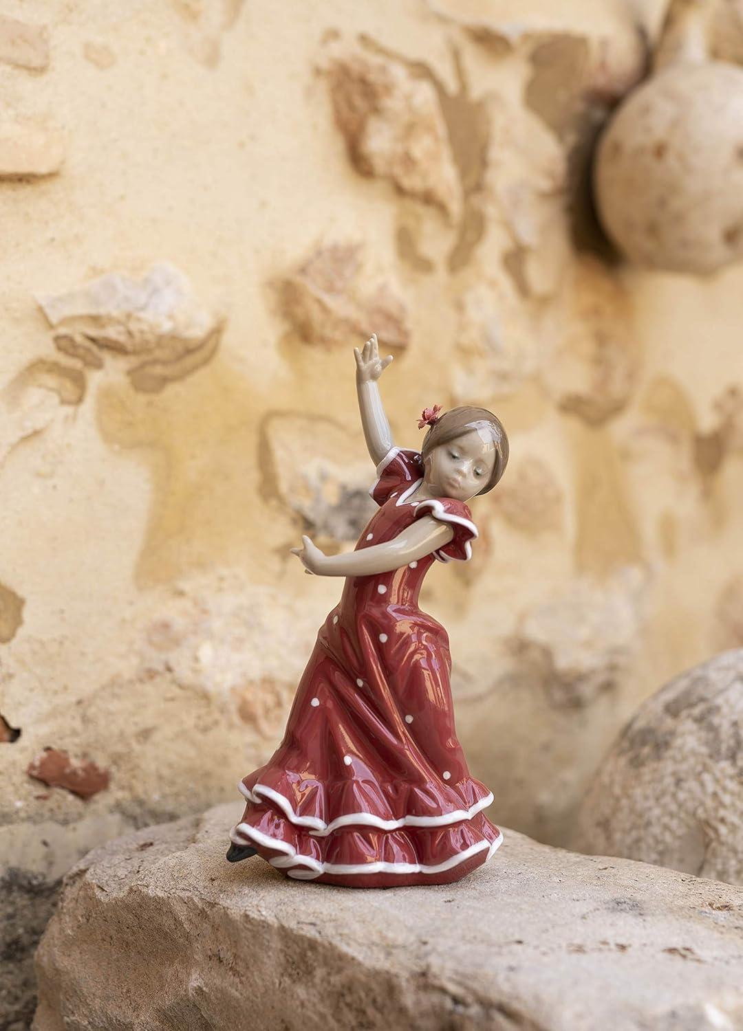 LLADRÓ Ballaorita Figurine with Arms Up! Red Porcelain Flamingo Figure