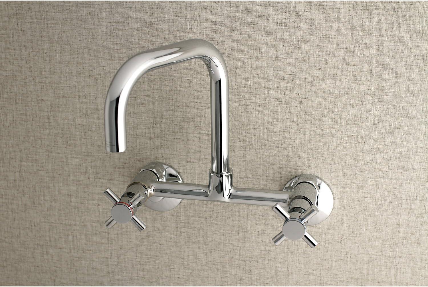 Kingston Brass Concord Double-Handle 2-Hole Wall-Mount Bridge Kitchen Faucet