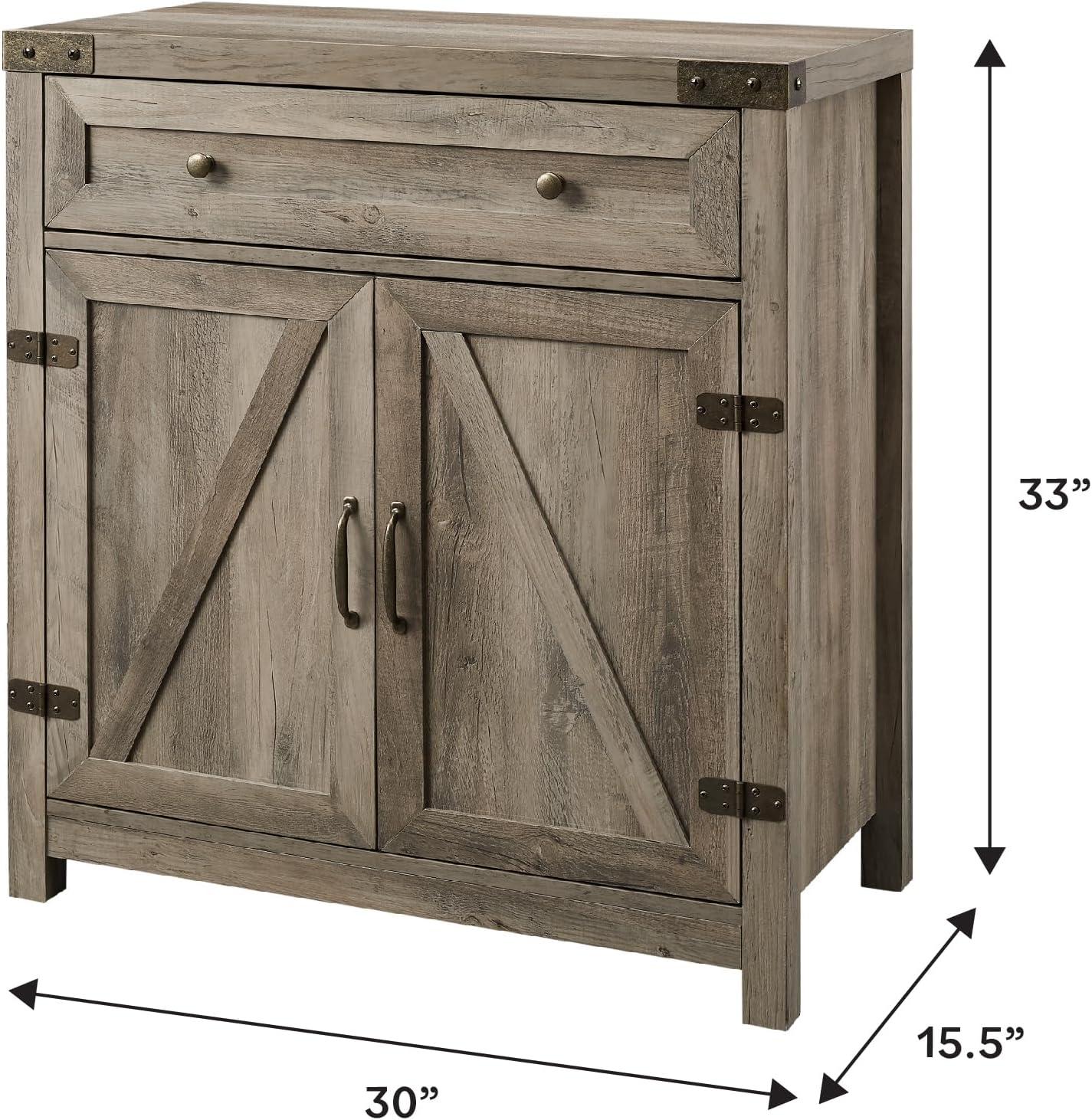 Walker Edison Sliding Barn Door Accent Cabinet, Grey Wash