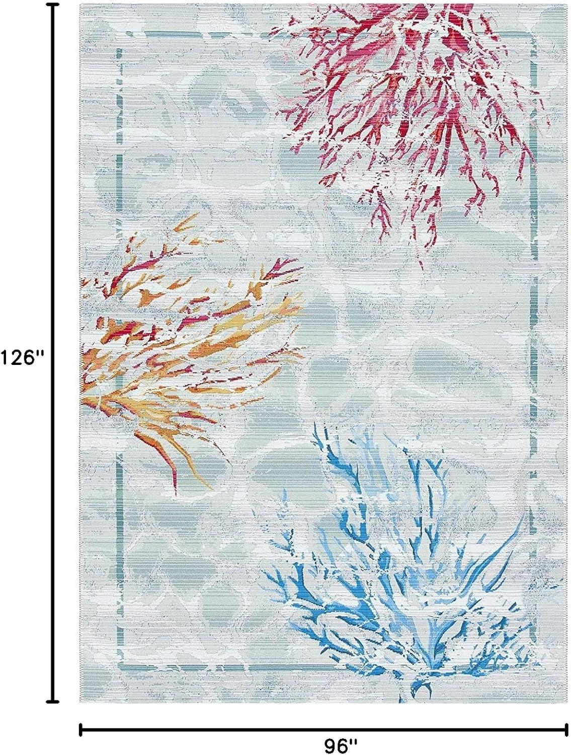 Barbados BAR535 Power Loomed Indoor/Outdoor Area Rug - Teal/White - 8'x10'5" - Safavieh.