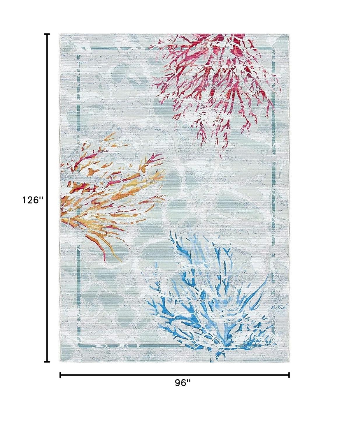 Barbados BAR535 Power Loomed Indoor/Outdoor Area Rug - Teal/White - 8'x10'5" - Safavieh.