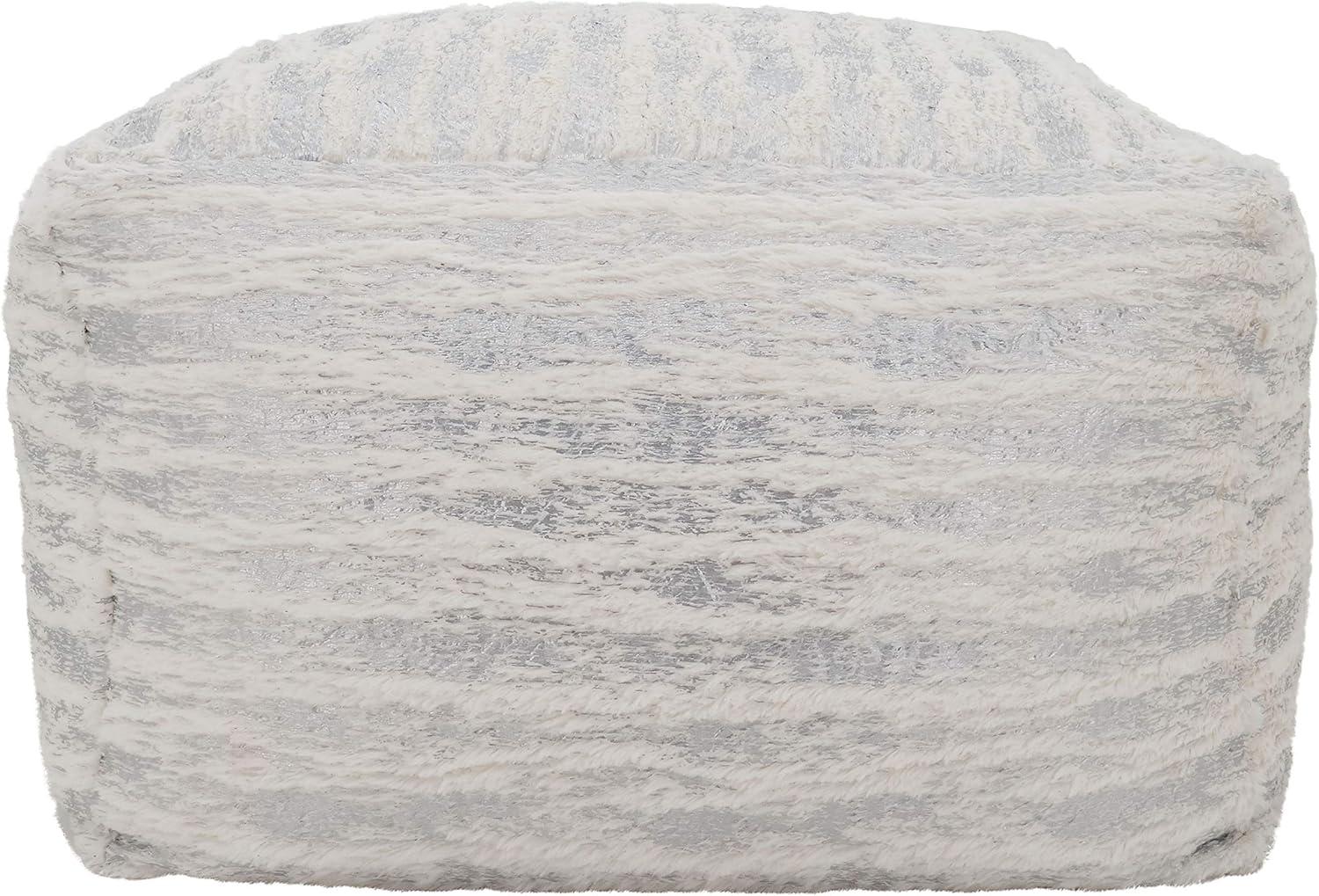 Saro Lifestyle Floor Pouf With Foil Print Faux Fur Design