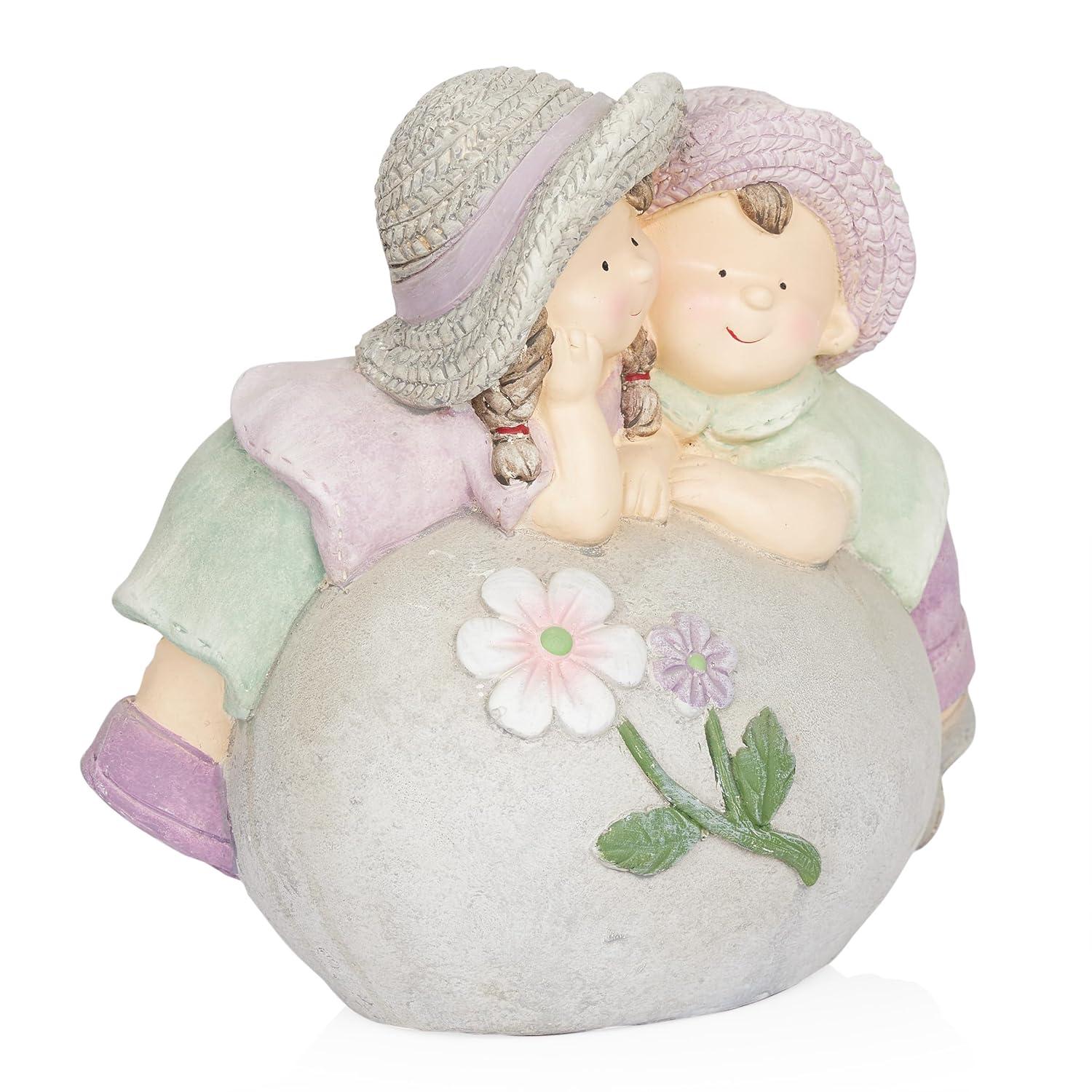 Alpine 11"H Children Leaning on Stone Garden Statue