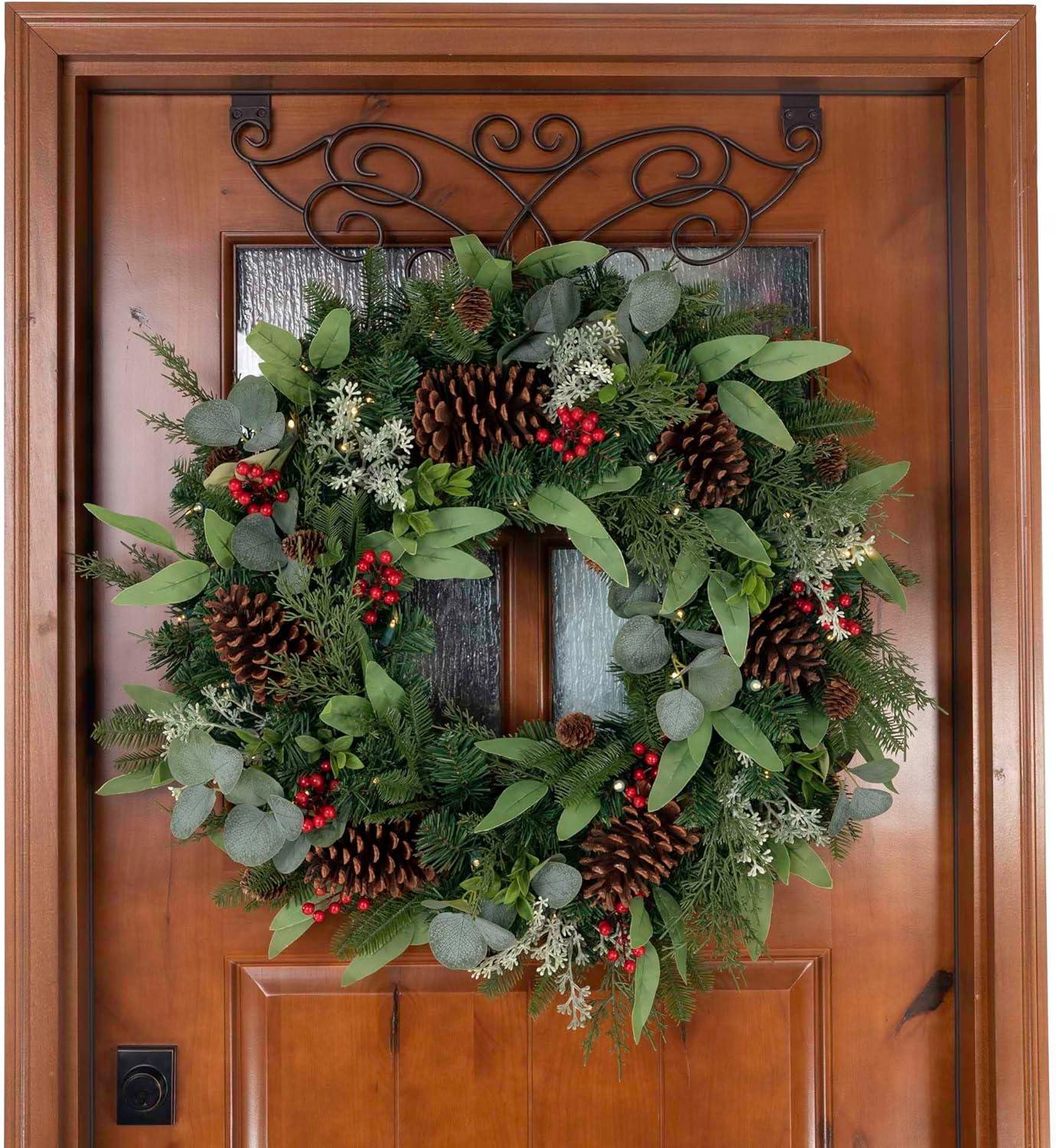 30 Inch Pre-Lit Pine Christmas Wreath with LED Lights