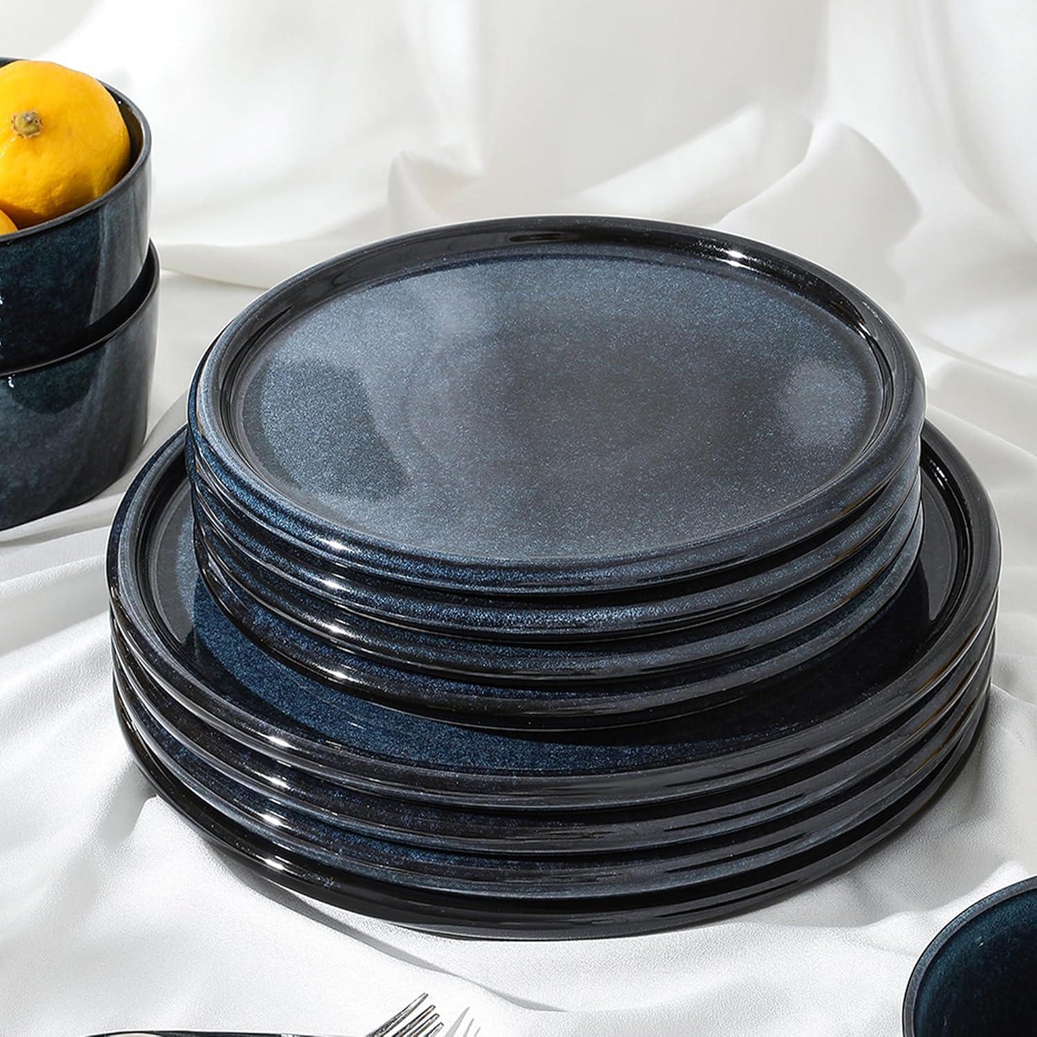 Eden 4-Piece Dark Blue Stoneware Full Set (Service for 4)