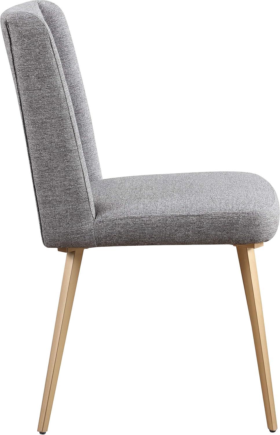 Eleanor Gray Linen Upholstered Dining Chair with Gold Metal Legs