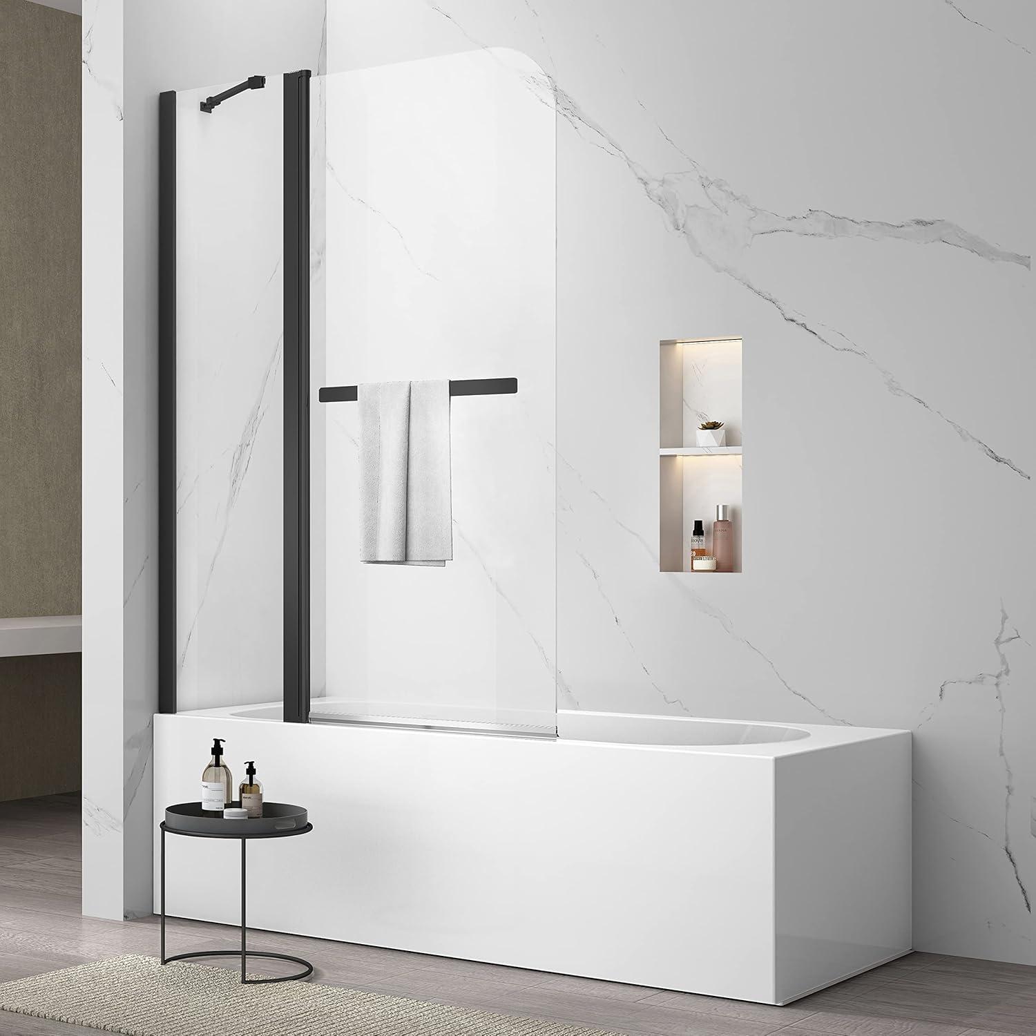 43-3/8" W x 58" H Frameless Pivot Tub Door with 1/4" Clear Tempered Glass