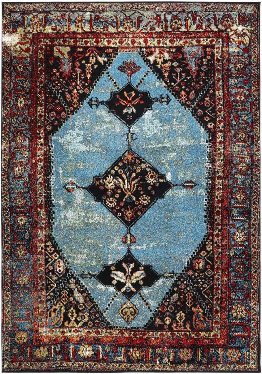 Vintage Hamadan VTH217 Power Loomed Indoor Area Rug - Red/Light Blue - 5'3"x7'6" - Safavieh