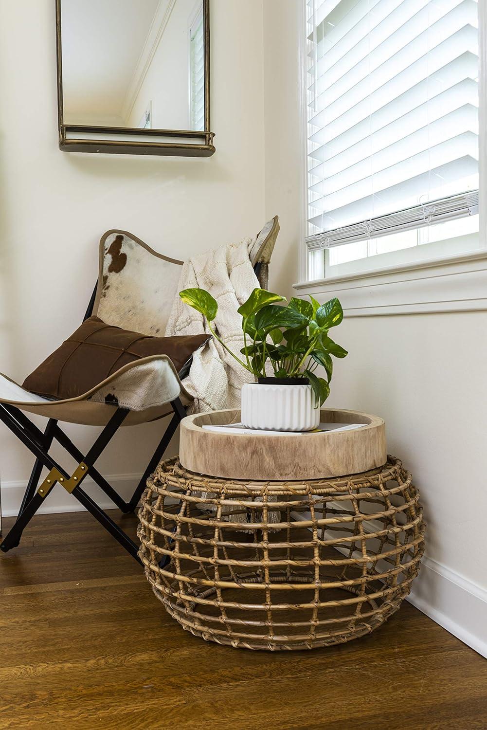 Storied Home Paulownia Wood Hand-Carved Tray - Unique Centerpiece, Coffee Table Accessory