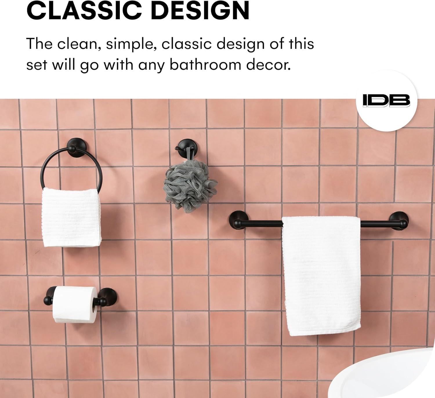 Bathroom Hardware Accessory Set Includes 24 Towel Bar, Toilet Paper Holder, Hand Towel