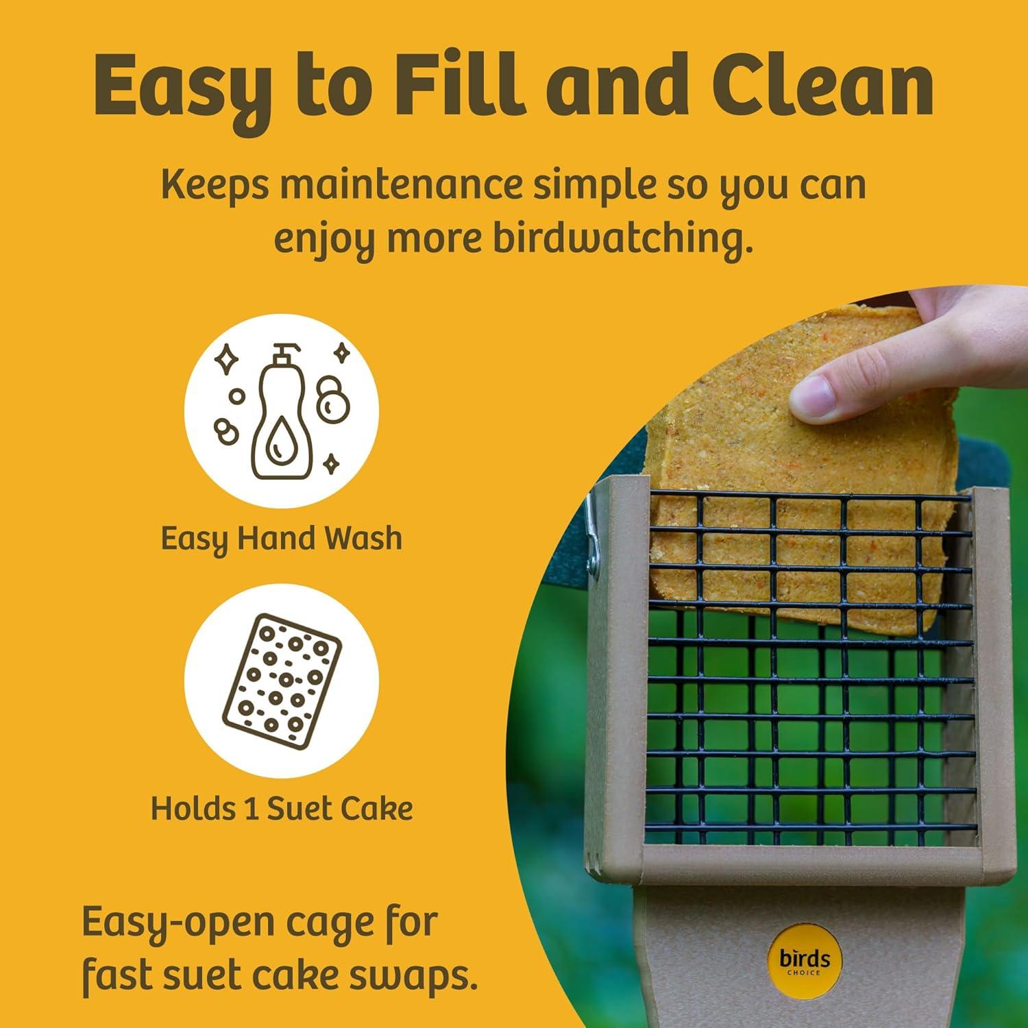 Birds Choice Birds Choice 12" Recycled Single Cake Tail Prop Suet Feeder, Taupe/Green