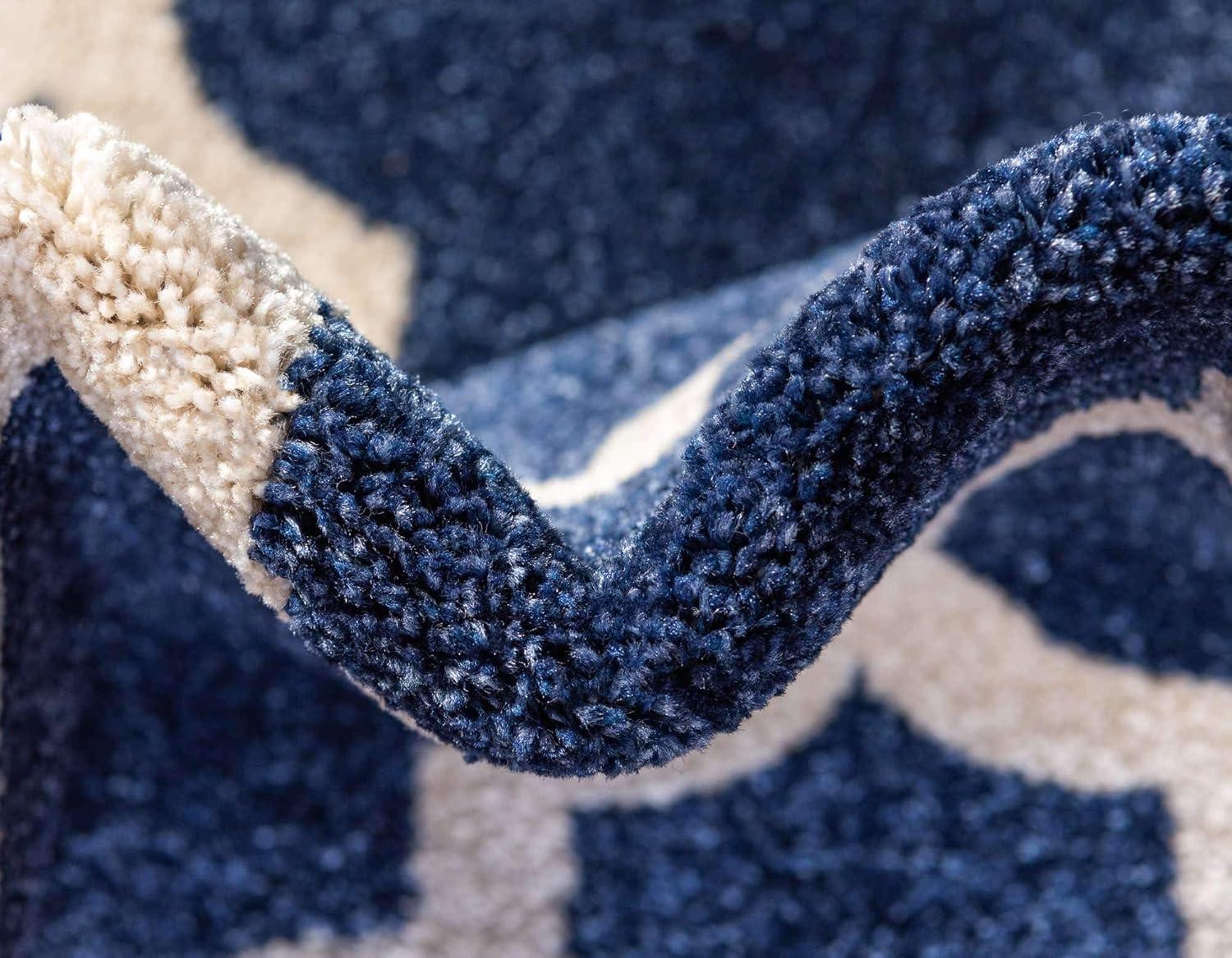 Unique Loom 4' 1 x 6' 1 Trellis Philadelphia Dark Blue Area Rug