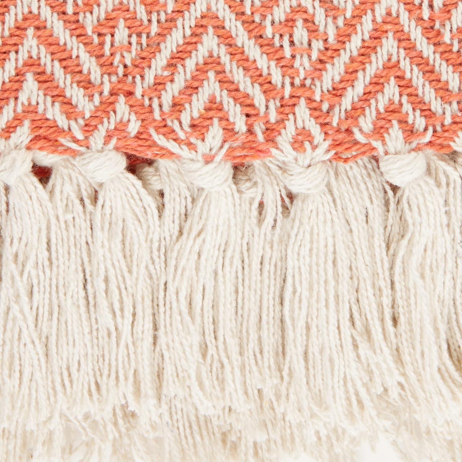 50"x60" Diamond Throw Blanket Spice - Design Imports: Cotton Woven, Lightweight Fabric, Machine Wash