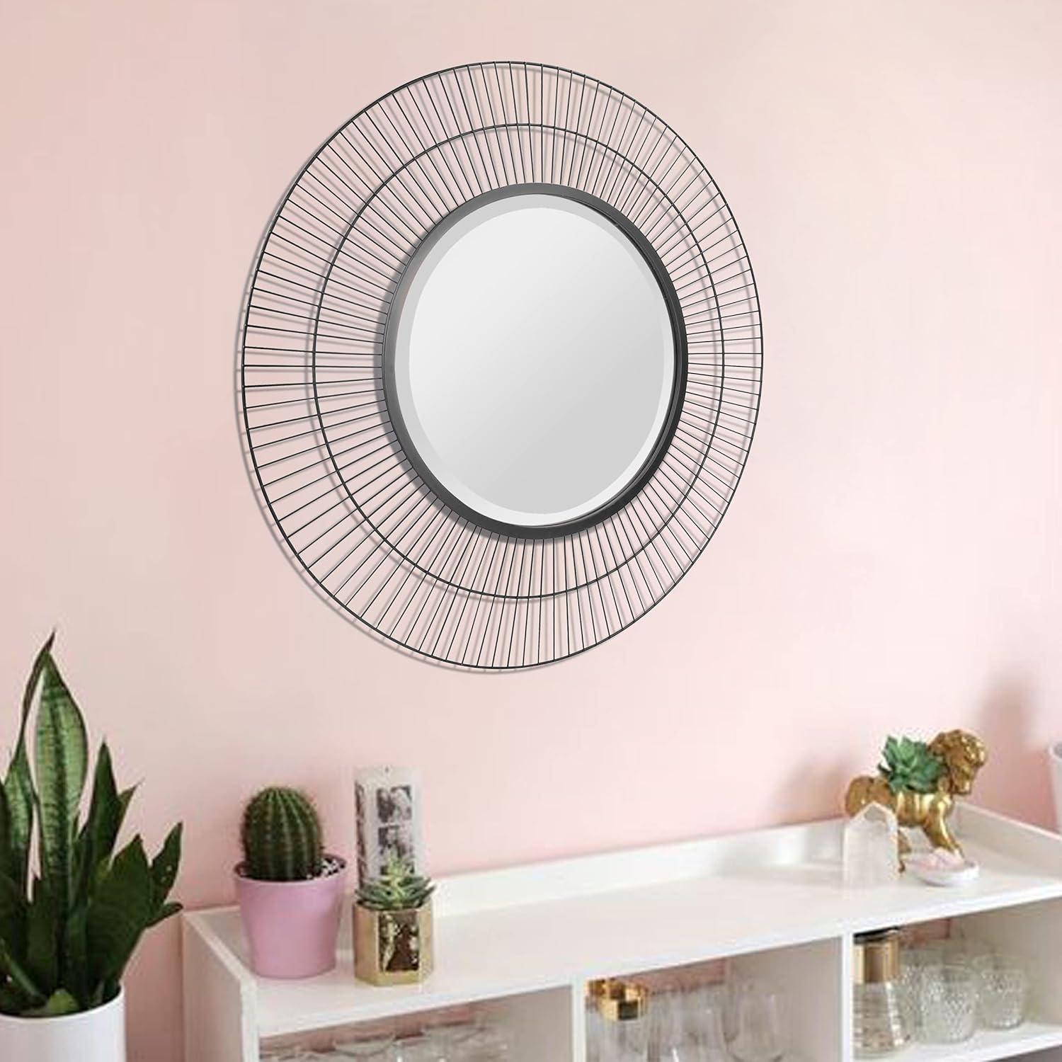 Two Loop Radial Wire Mirror Black - Stonebriar Collection