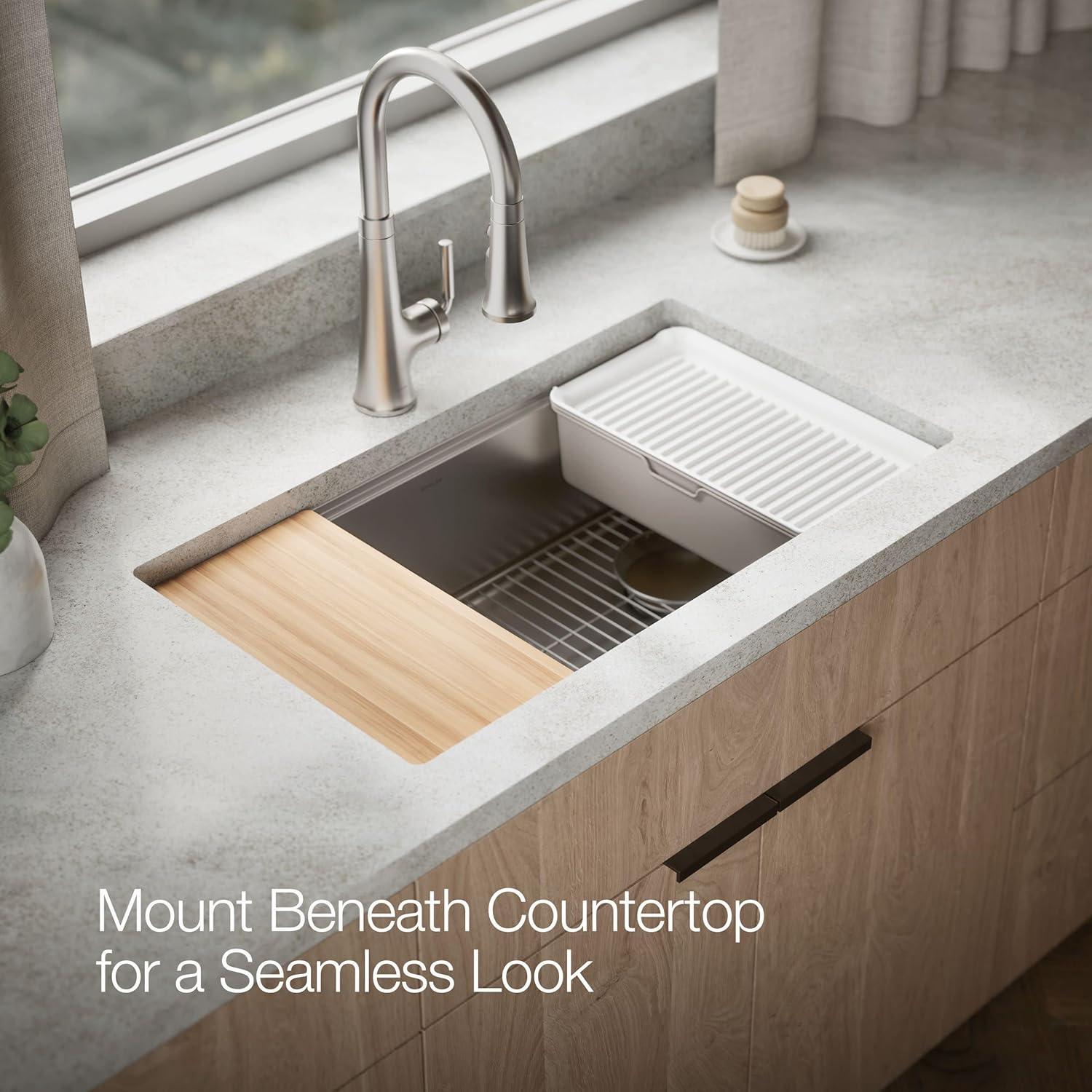 Strive® 32" L x 18.25" W Undermount Single Bowl Kitchen Sink with Basin Rack