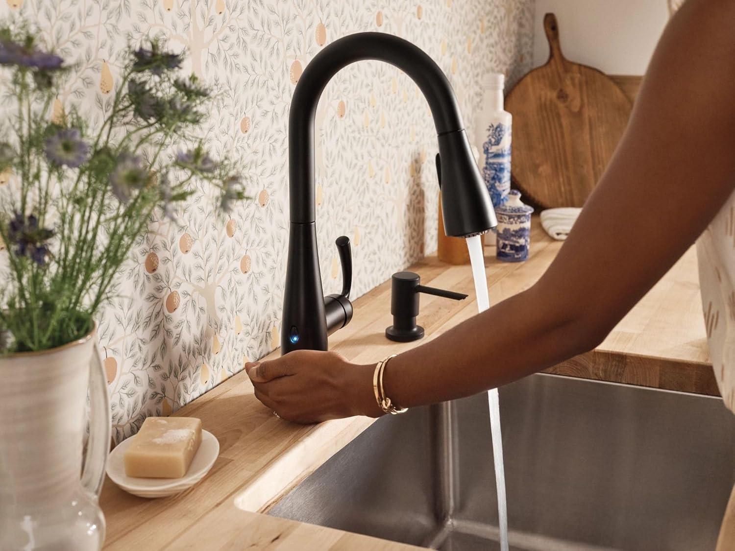 Matte Black Touchless Pull-Down Kitchen Faucet with Spray