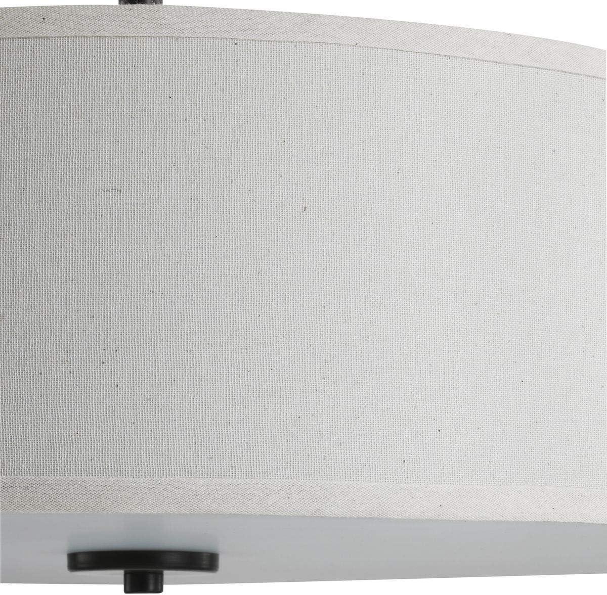 Progress Lighting, Inspire Collection, 3-Light Semi-Flush Mount, Antique Bronze, Off-White Linen Shade