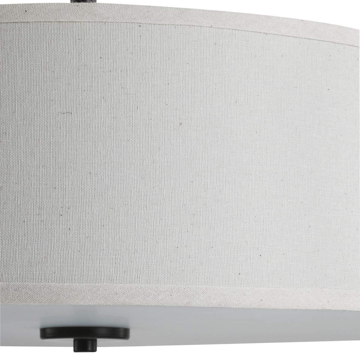 Progress Lighting, Inspire Collection, 3-Light Semi-Flush Mount, Antique Bronze, Off-White Linen Shade