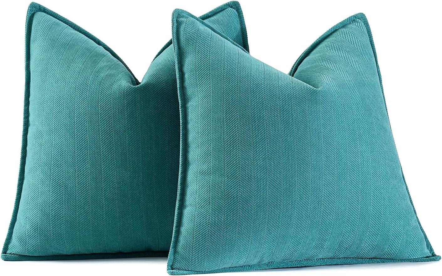 Teal Chenille 18x18 Euro Pillow Covers, Pack of 2