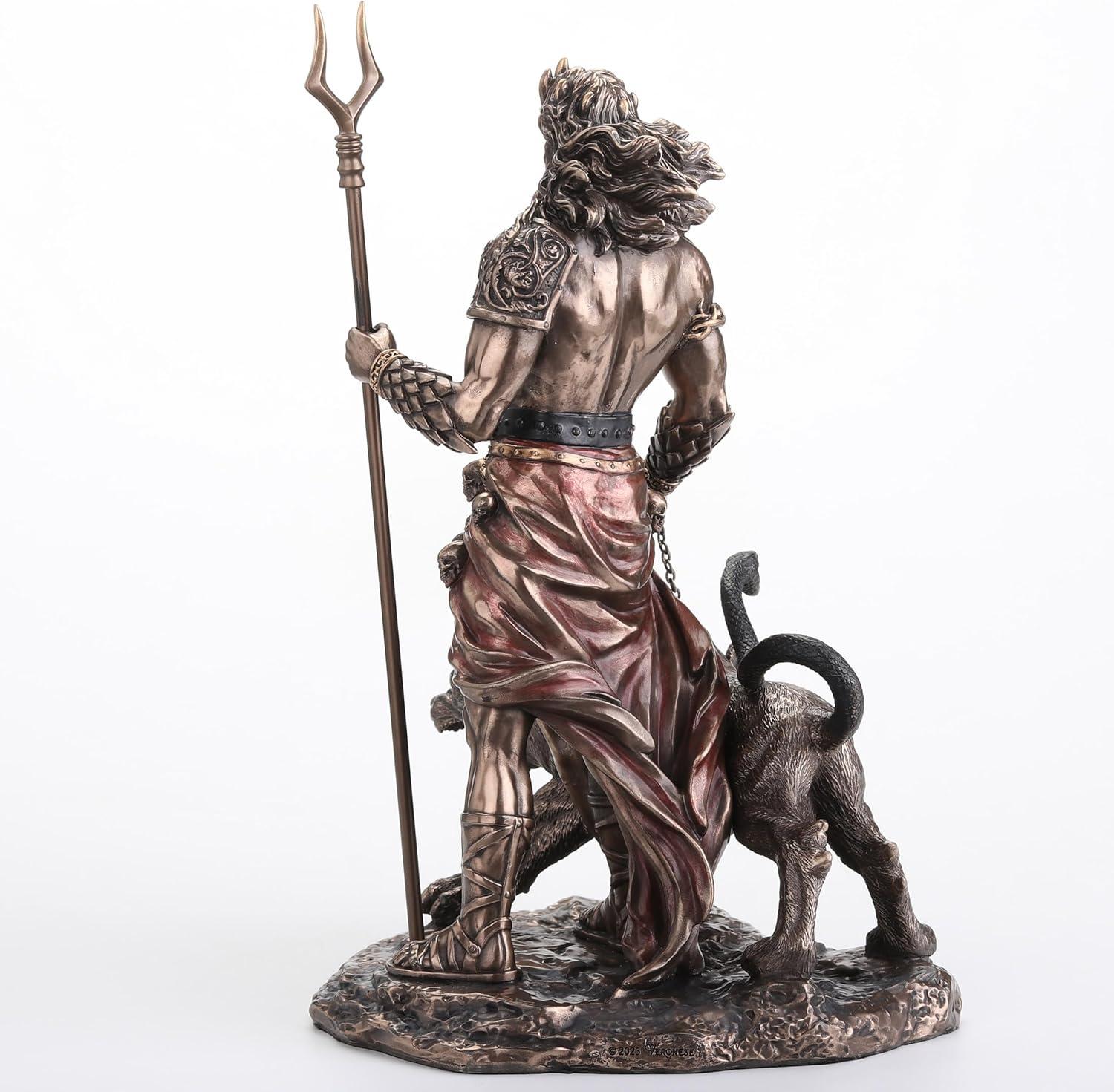 Veronese Design 9 7/8 Inch Hades Greek God of The Underworld with Cerberus Hound Cold Cast Resin Bronze Finish Sculpture