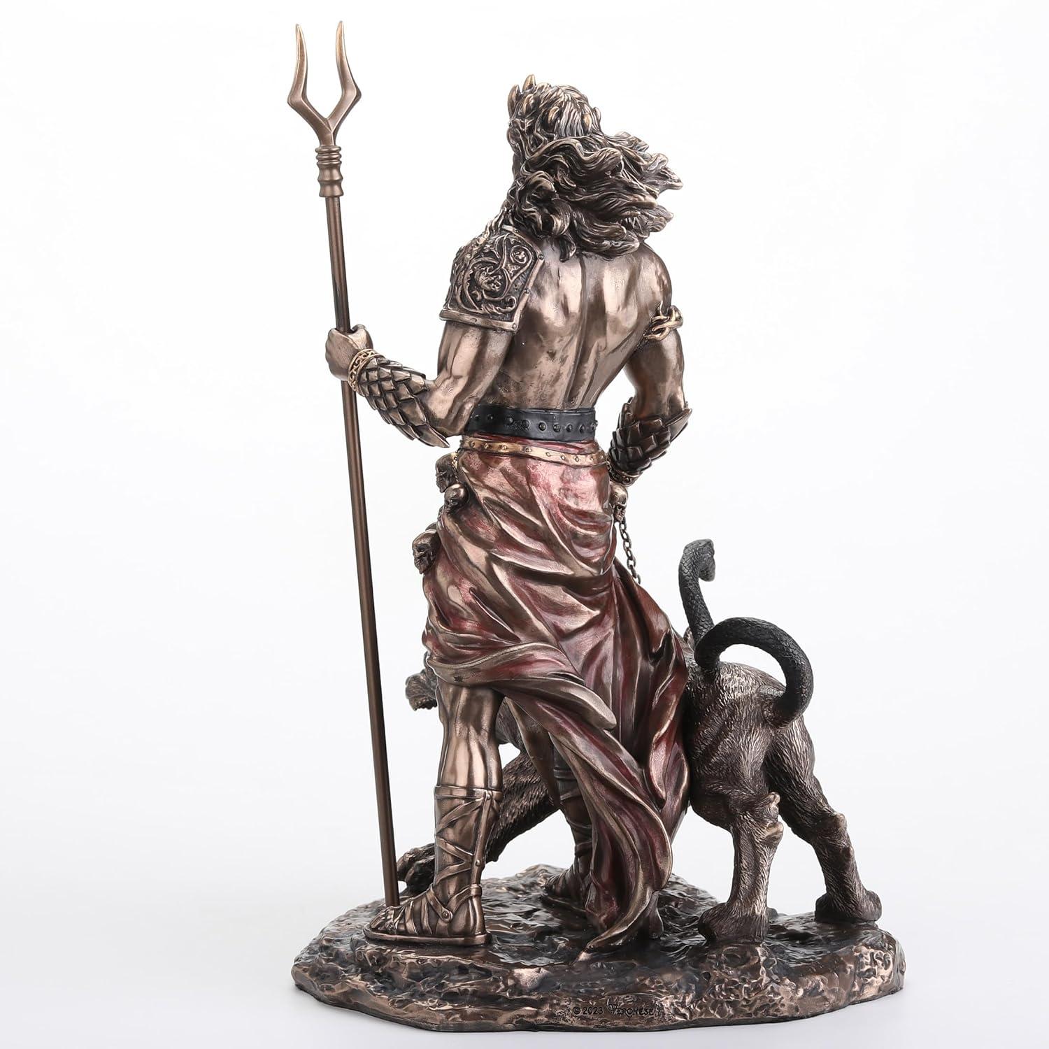Veronese Design 9 7/8 Inch Hades Greek God of The Underworld with Cerberus Hound Cold Cast Resin Bronze Finish Sculpture