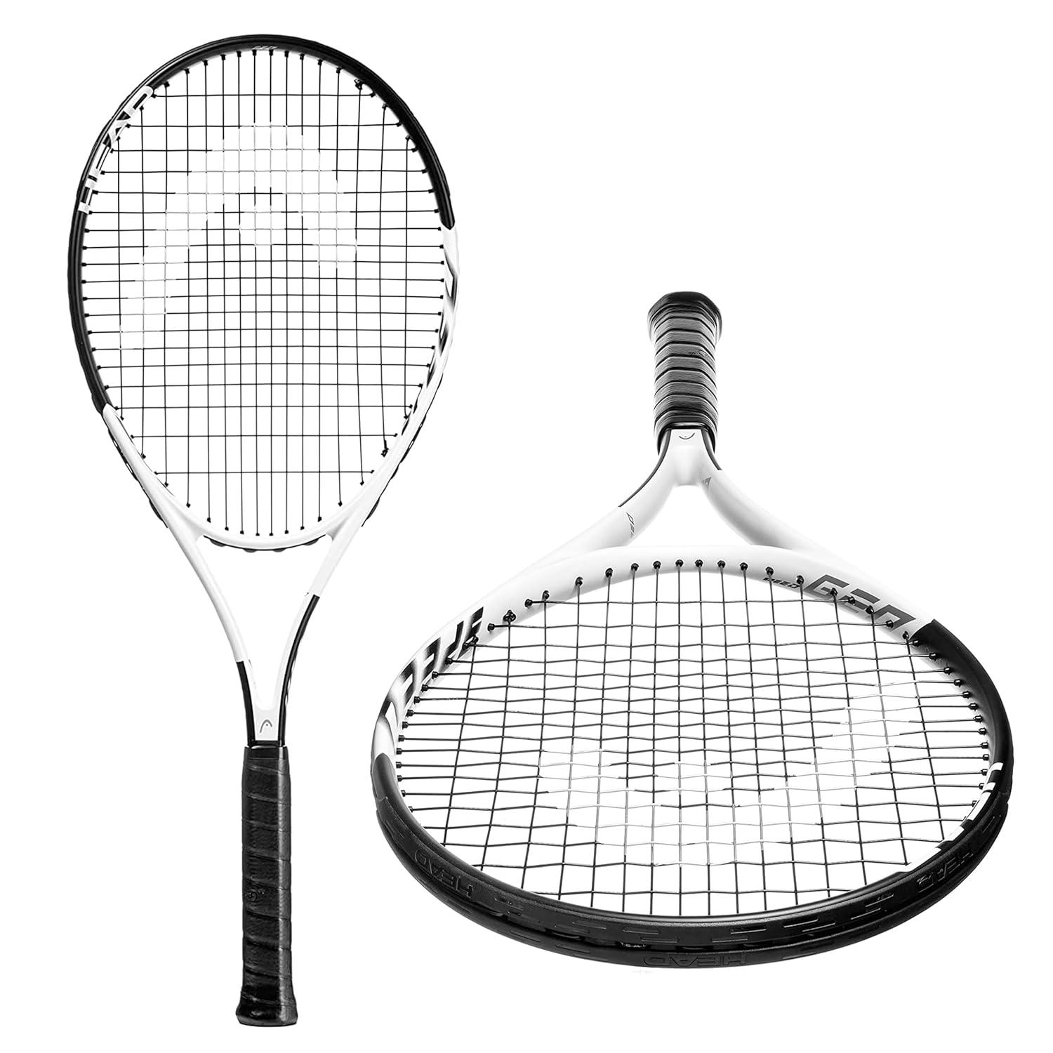 HEAD Geo Speed Adult Tennis Racquet, Pre-Strung, Black/White, 10.4 oz. Weight, 105 Sq. in. Racquet Head Size