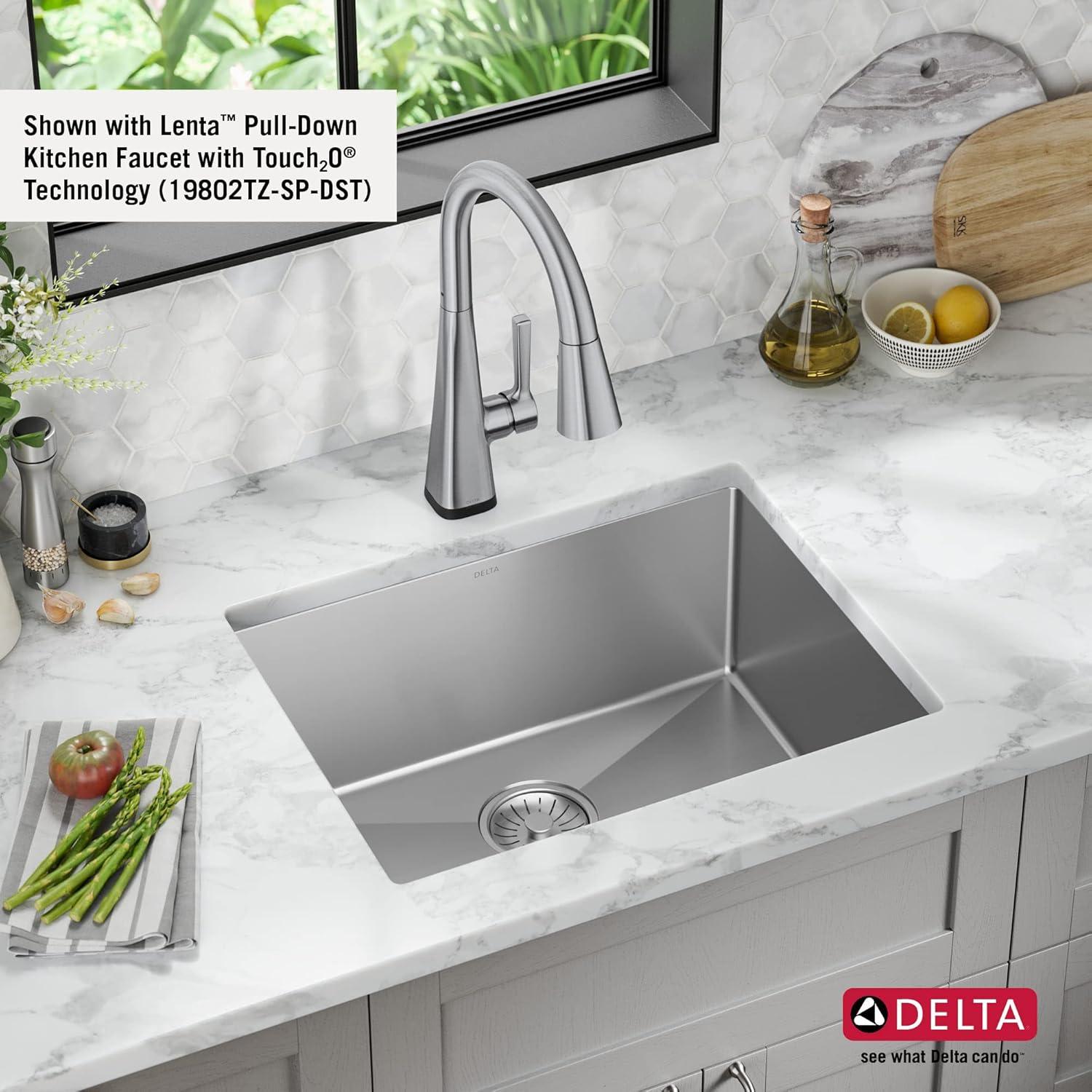 Delta Lenta™ Undermount 16 Gauge Stainless Steel Single Bowl Kitchen Sink with Accessories