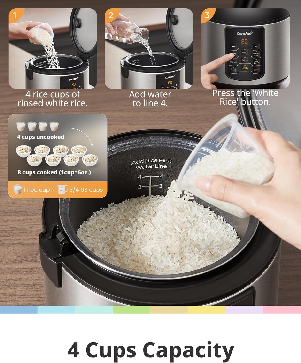 Comfee' Comfee' 8 Cup 6-in-1 Rice Cooker