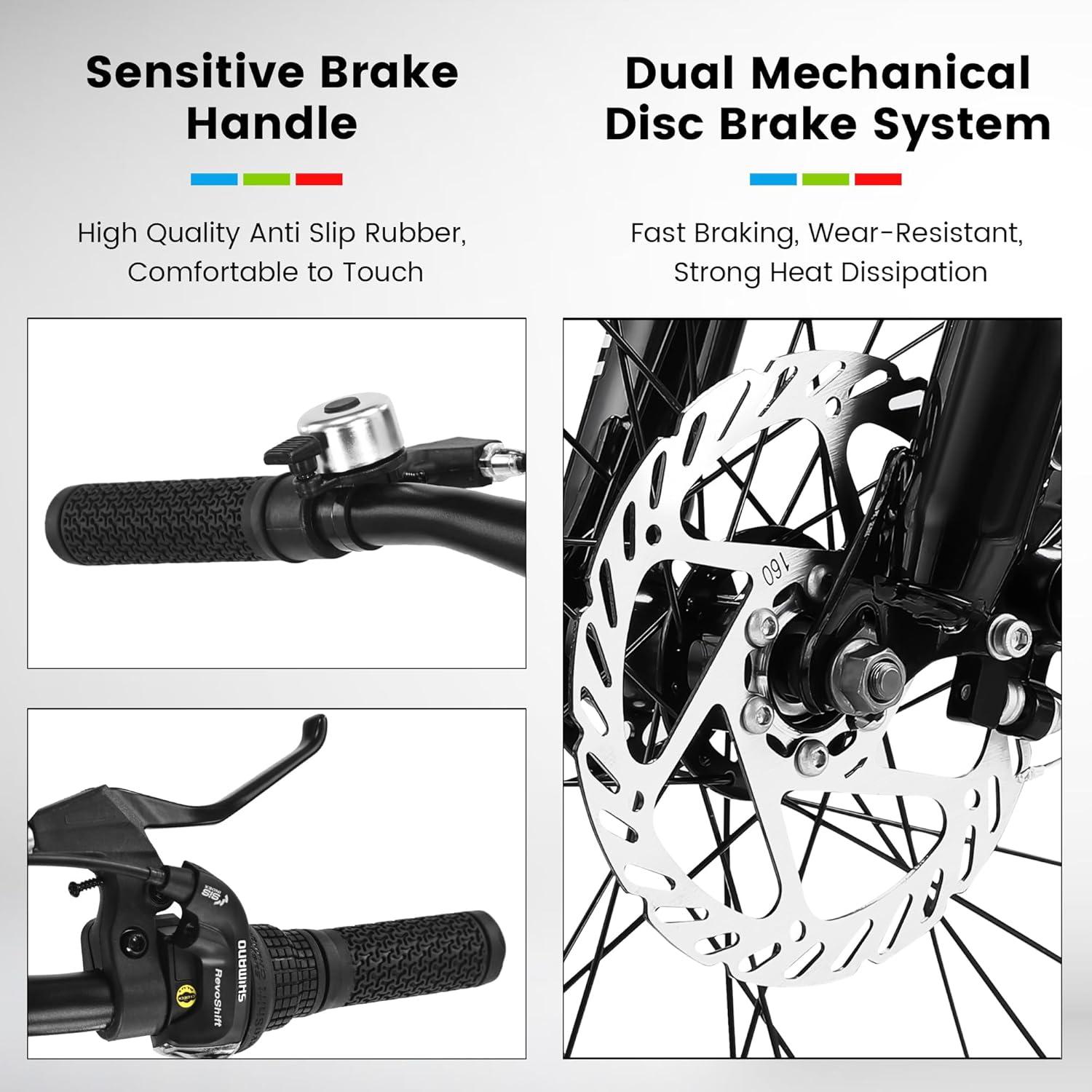 Mountain Bike 20 inch Wheels Fat Tire Bike,4" Wide Fat Tire Snow Mountain Bike ,7 Speed Teenager Children Kids' Bicycles