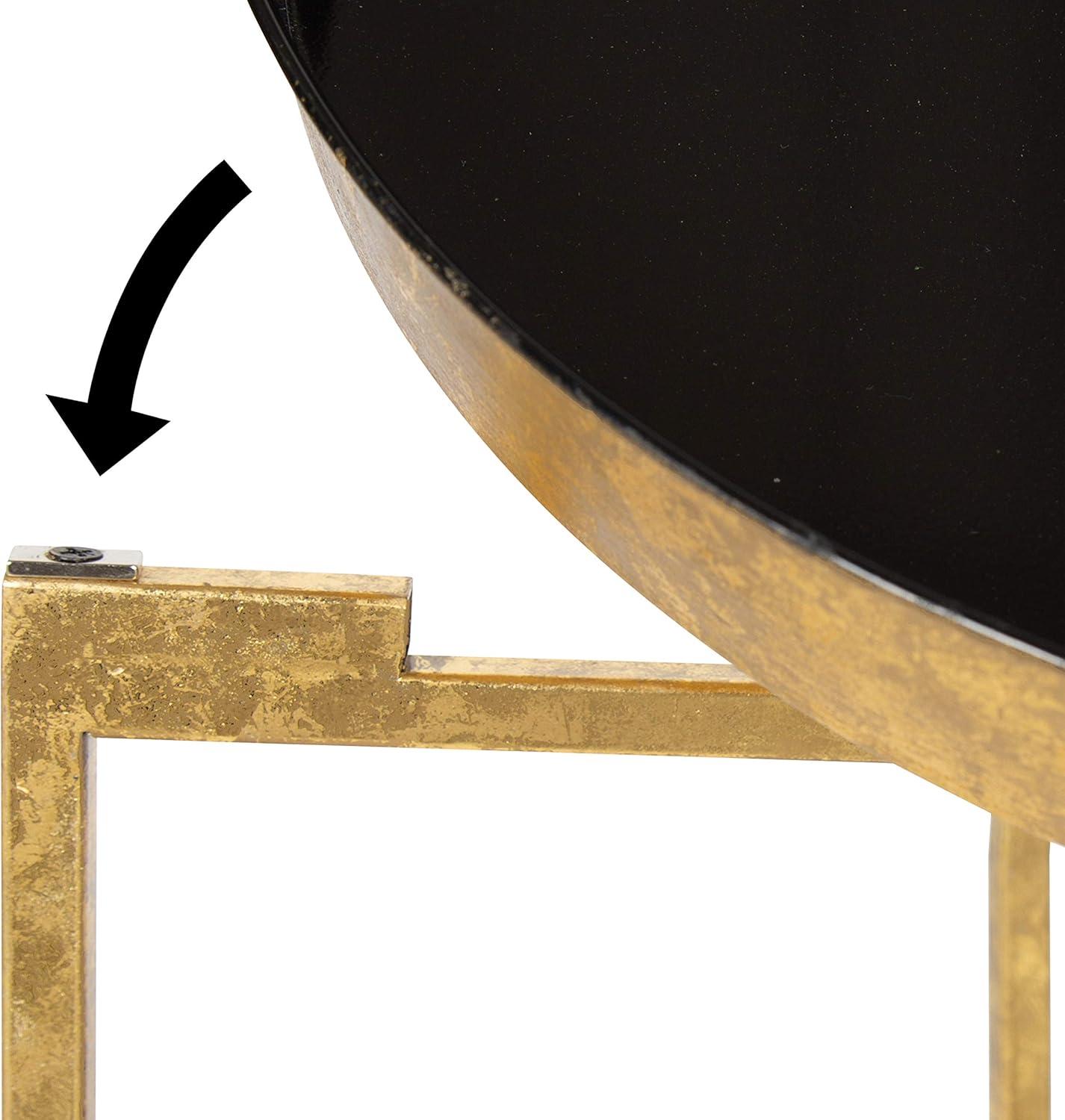 Kate and Laurel Celia Round Metal Side Table, 18.25x18.25x22, Black and Gold