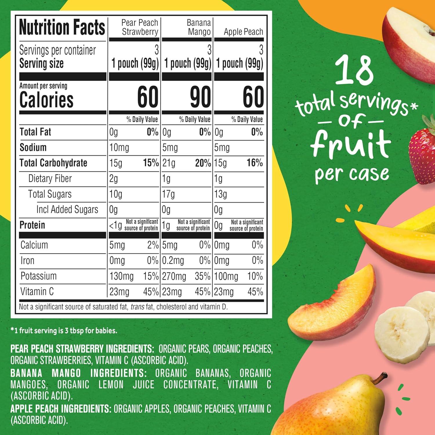 Gerber Stage 2 Organic Baby Food Pouches - Fruit & Veggie Value Pack - 3.5oz/9pk
