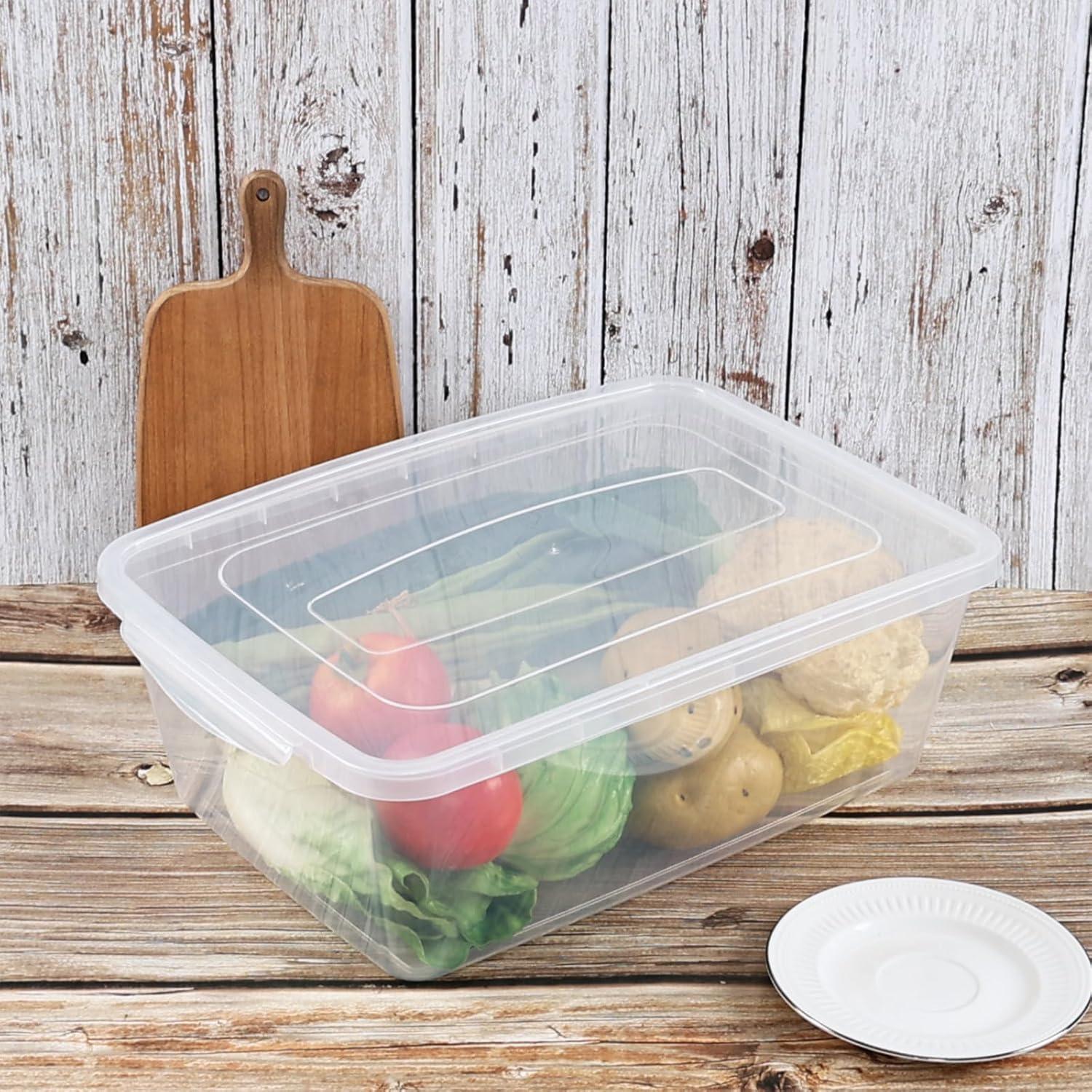 Zopnny 2-Pack Plastic Containers Box with Latching Lid, Stackable Nestable Storage Bins, Clear Pizza Dough Proofing Box, 16 Quart