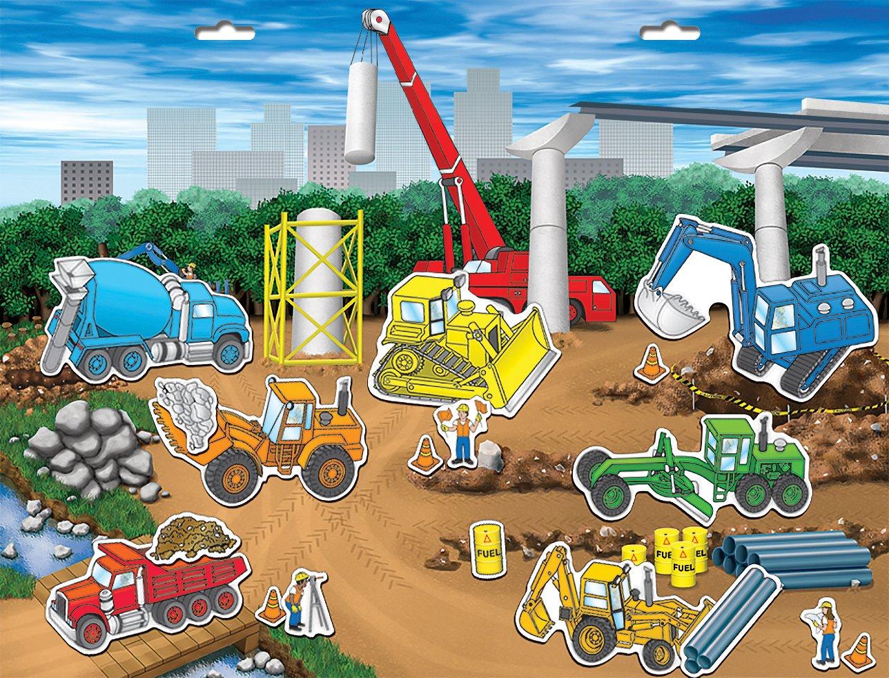 PlayMonster Create-A-Scene Magnetic Playset, Construction Site, Multicolor, Ages 3+, Playset