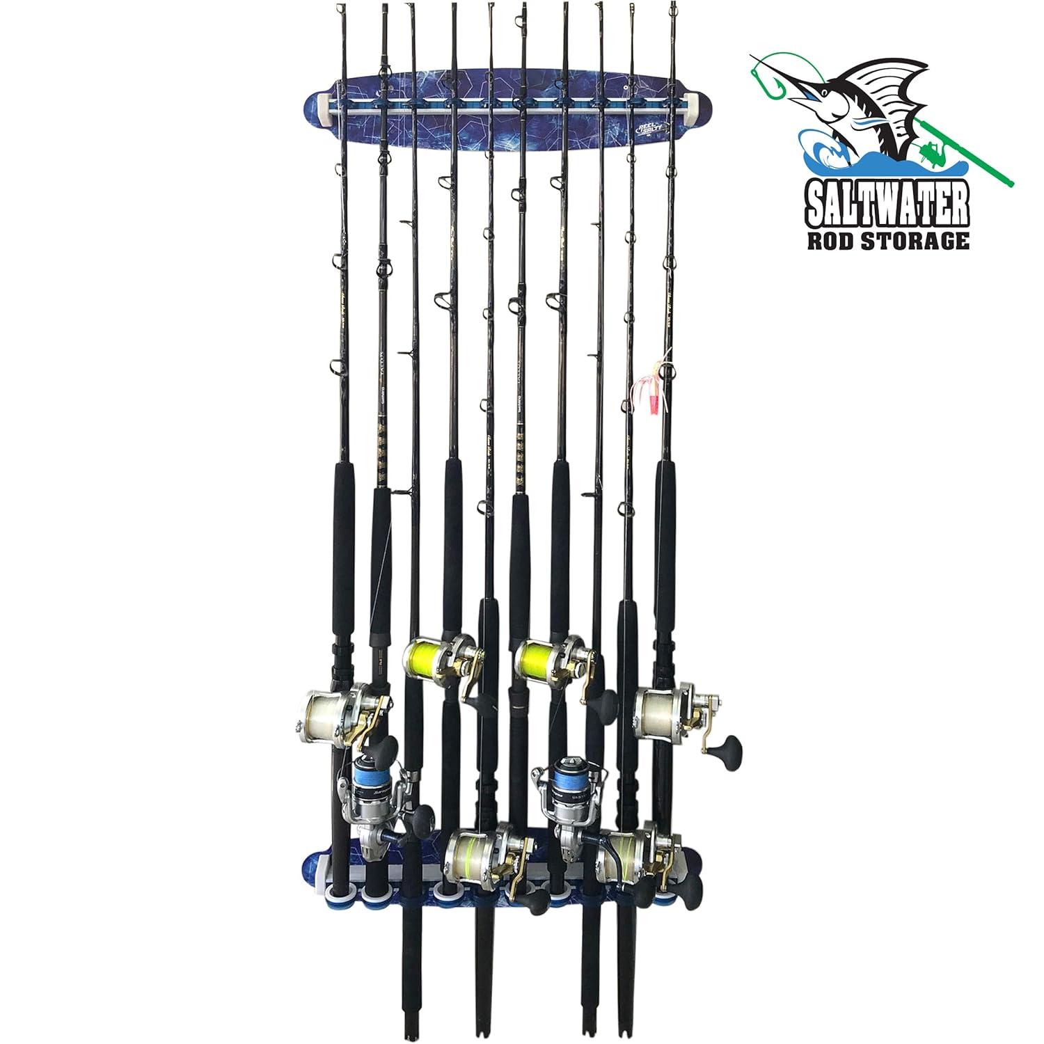Reel Salty Saltwater 10 Rod Wall Rack - Sliding Track