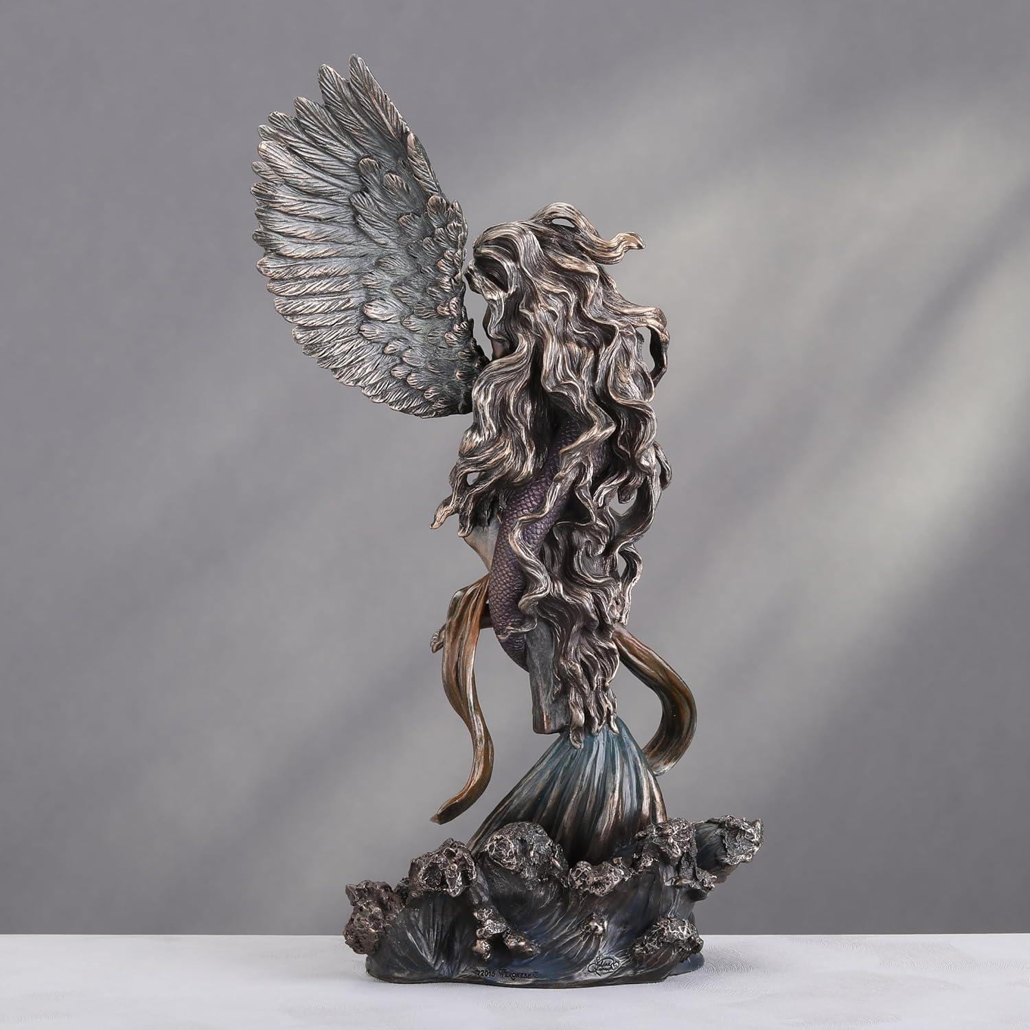 Bronze Angel and Mermaid Embrace Statue