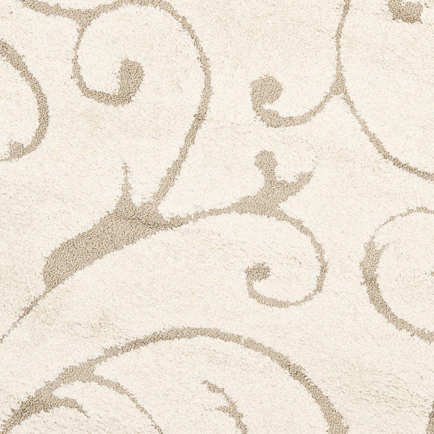 Florida Shag SG455 Power Loomed Indoor Area Rug - Cream/Beige - 5' round - Safavieh.