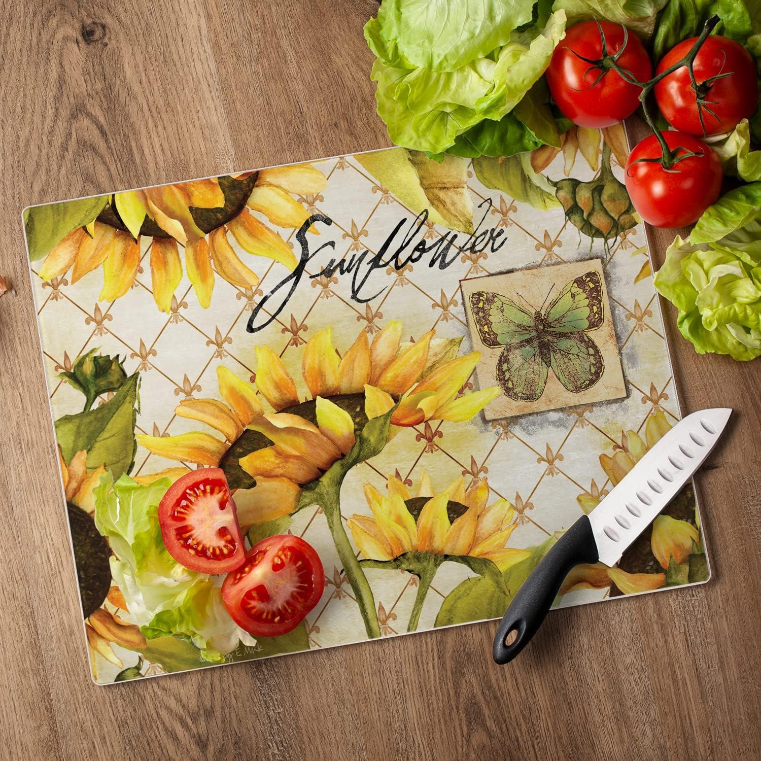 CounterArt Glass Sunflowers in Bloom Cutting Board