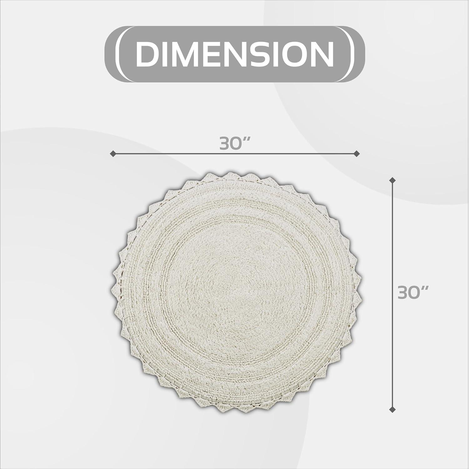 Better Trends Lilly Crochet 100% Cotton Tufted Reversible Bath Rug 30" Round - Ivory