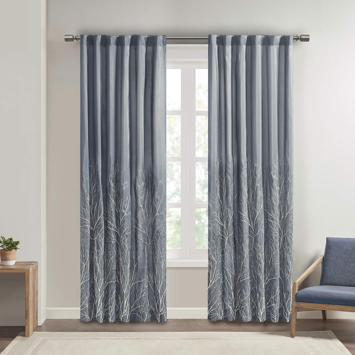Andora Embroidered Branch Rod Pocket Single Curtain Panel