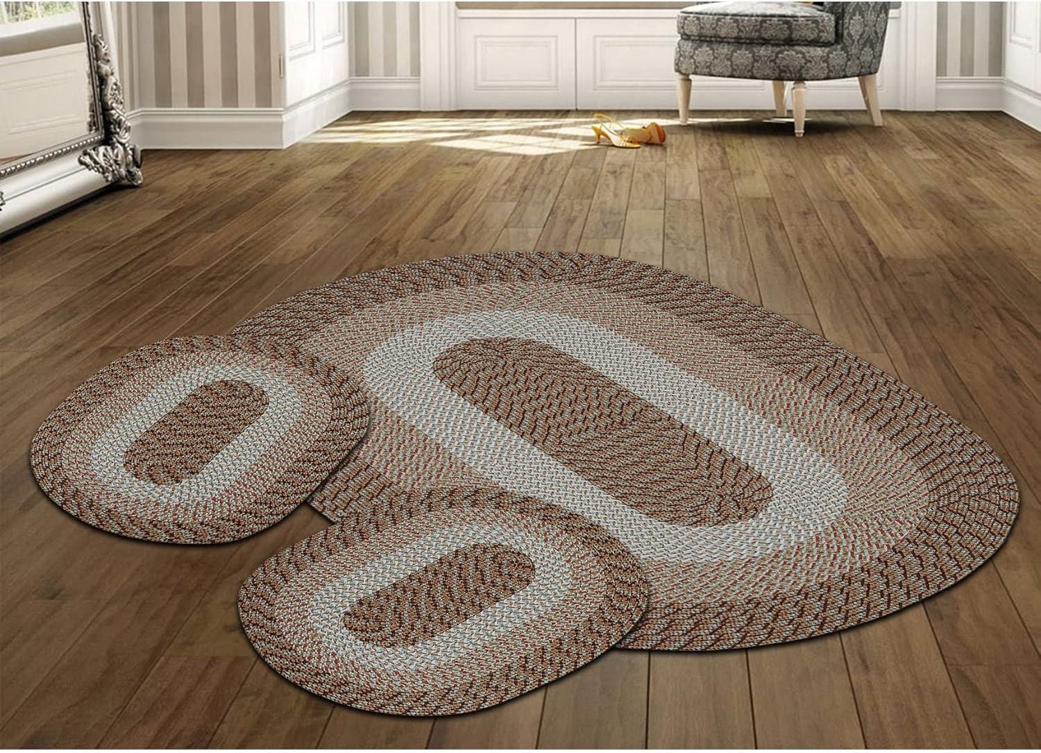 Better Trends Country 3 Pc Polypropylene Braided Rug, 20" x 30" | 24" x 72" | 20" x 30" for All Ages